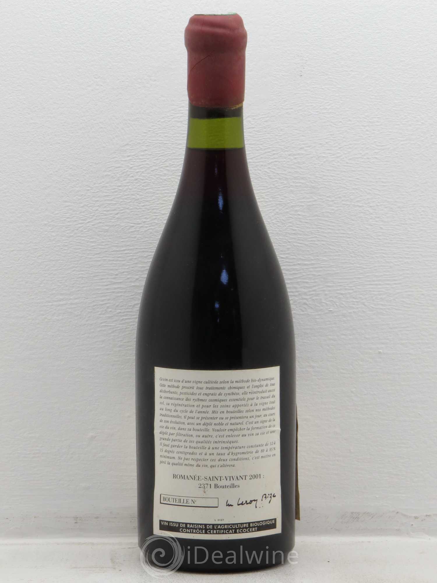 Romanée-Saint-Vivant Grand Cru Leroy (Domaine) 2001 - Lot de 1 bouteille - 1