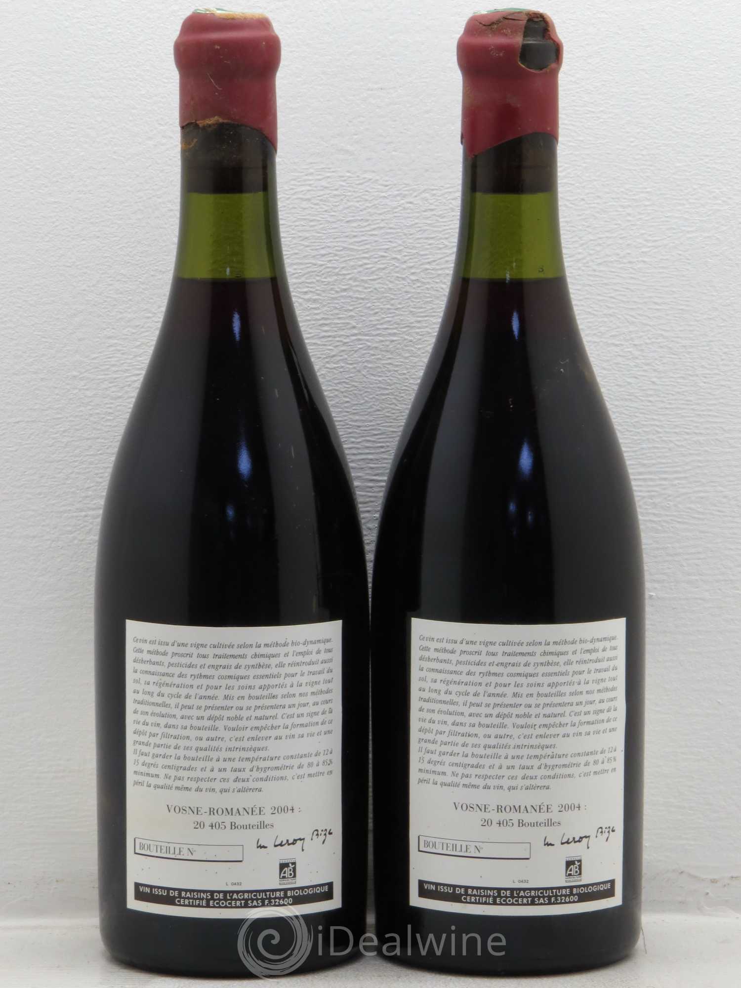 Vosne-Romanée Leroy 2004 - Lot de 2 bouteilles - 1