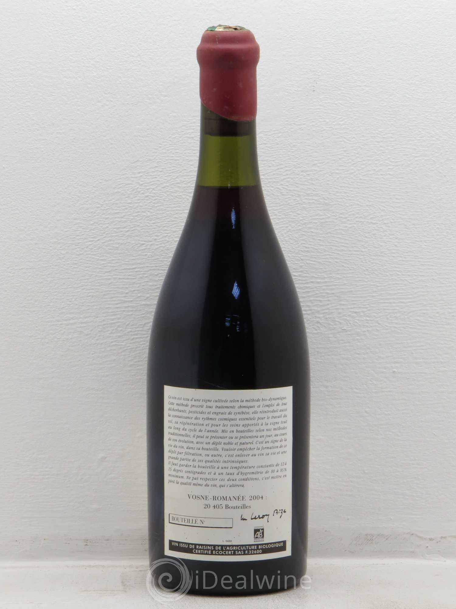 Vosne-Romanée Leroy 2004 - Lot de 1 bouteille - 1