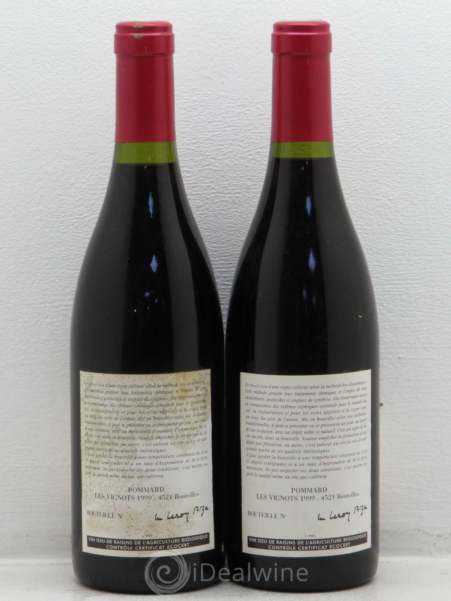 Pommard Les Vignots Leroy (Domaine) 1999 - Lot de 2 bouteilles - 1