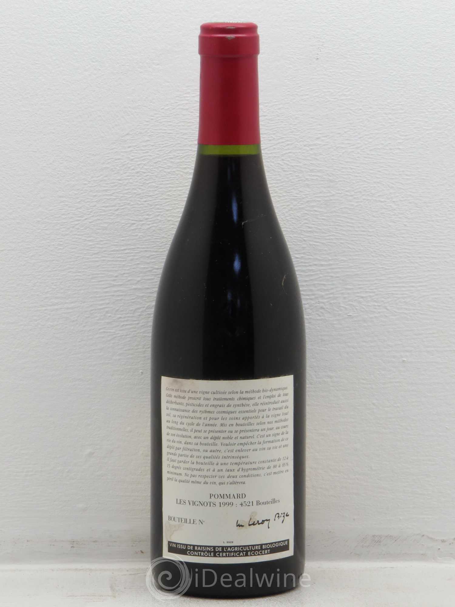 Pommard Les Vignots Leroy (Domaine) 1999 - Lot de 1 bouteille - 1