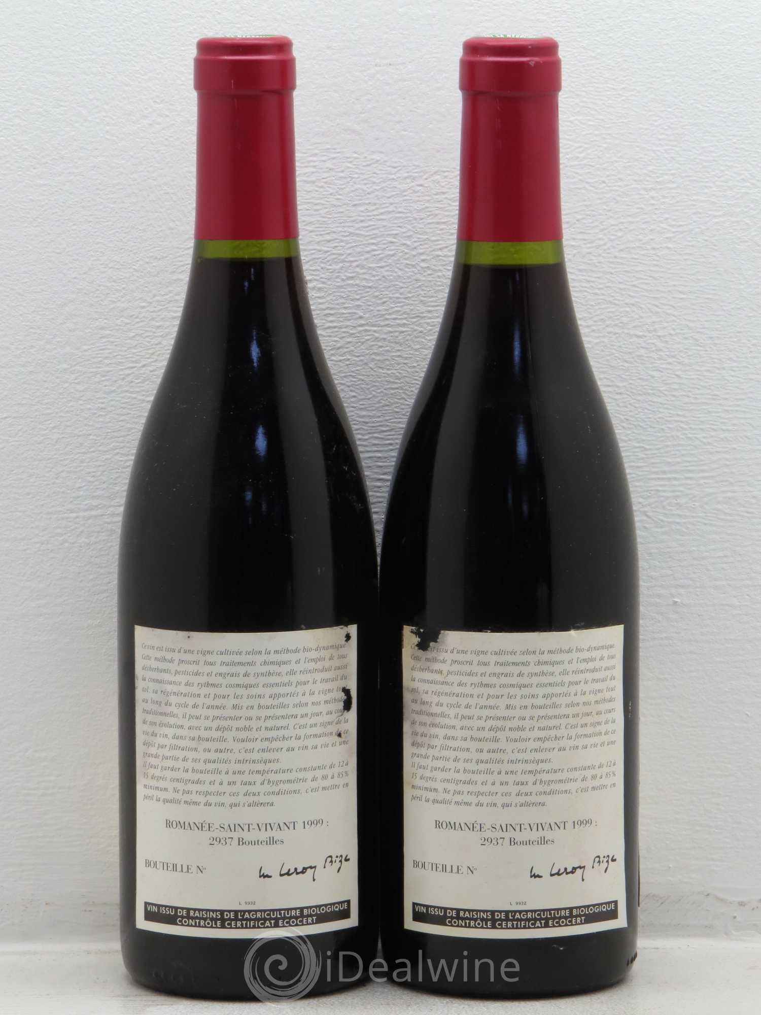 Romanée-Saint-Vivant Grand Cru Leroy (Domaine) 1999 - Lot de 2 bouteilles - 1