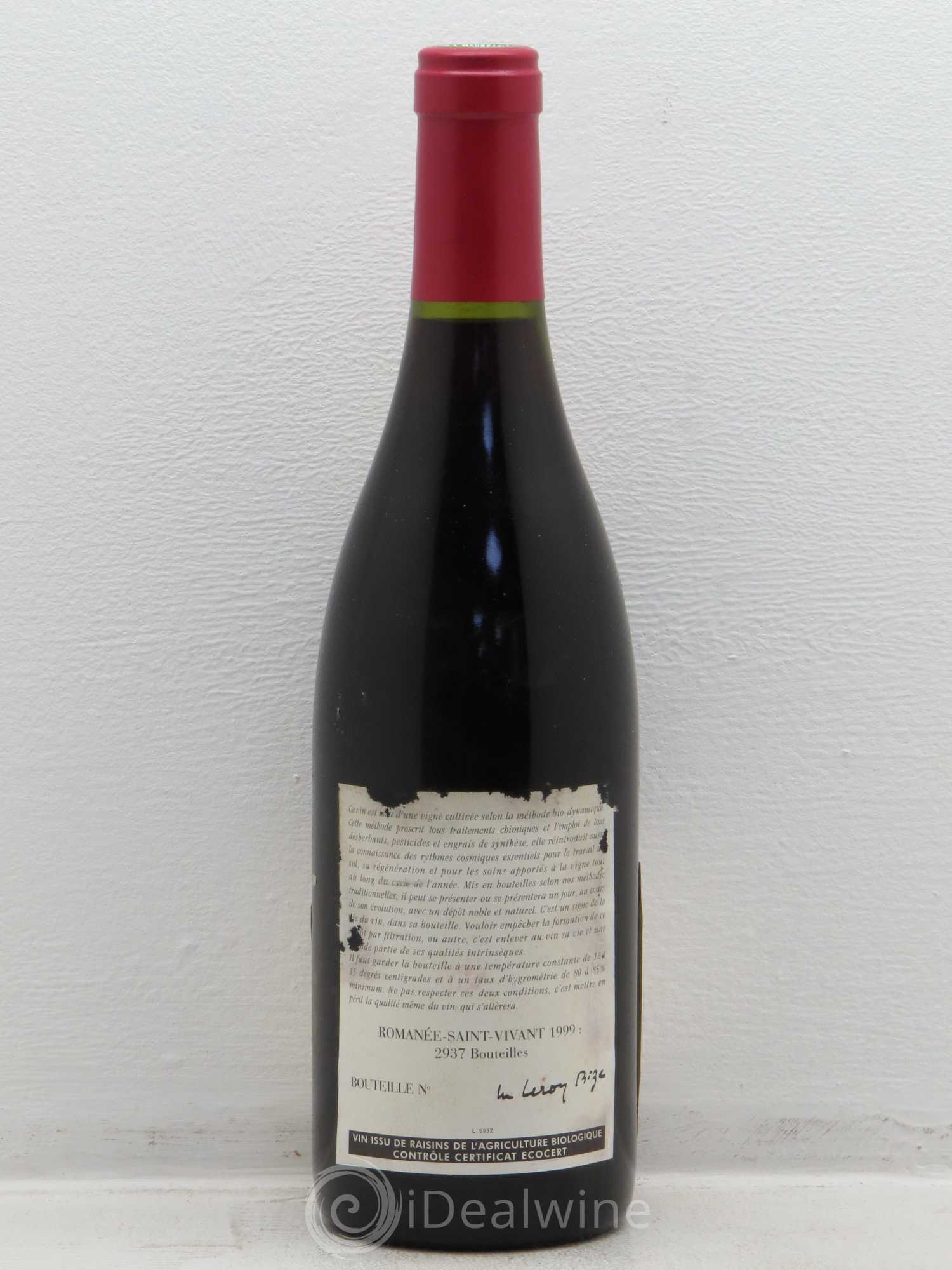 Romanée-Saint-Vivant Grand Cru Leroy (Domaine) 1999 - Lot de 1 bouteille - 1