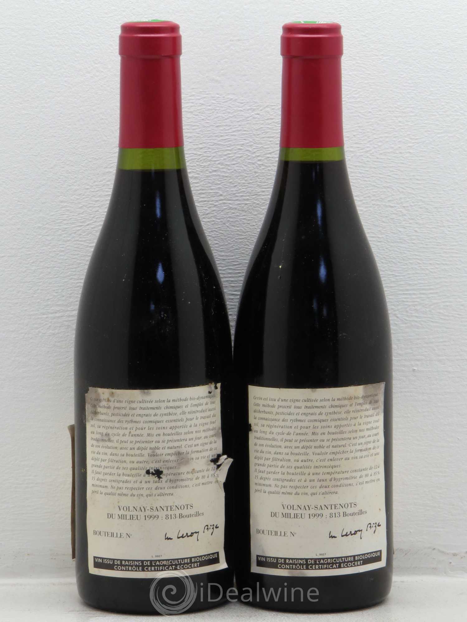 Volnay 1er Cru Santenots du Milieu Leroy (Domaine) 1999 - Lot de 2 bouteilles - 1