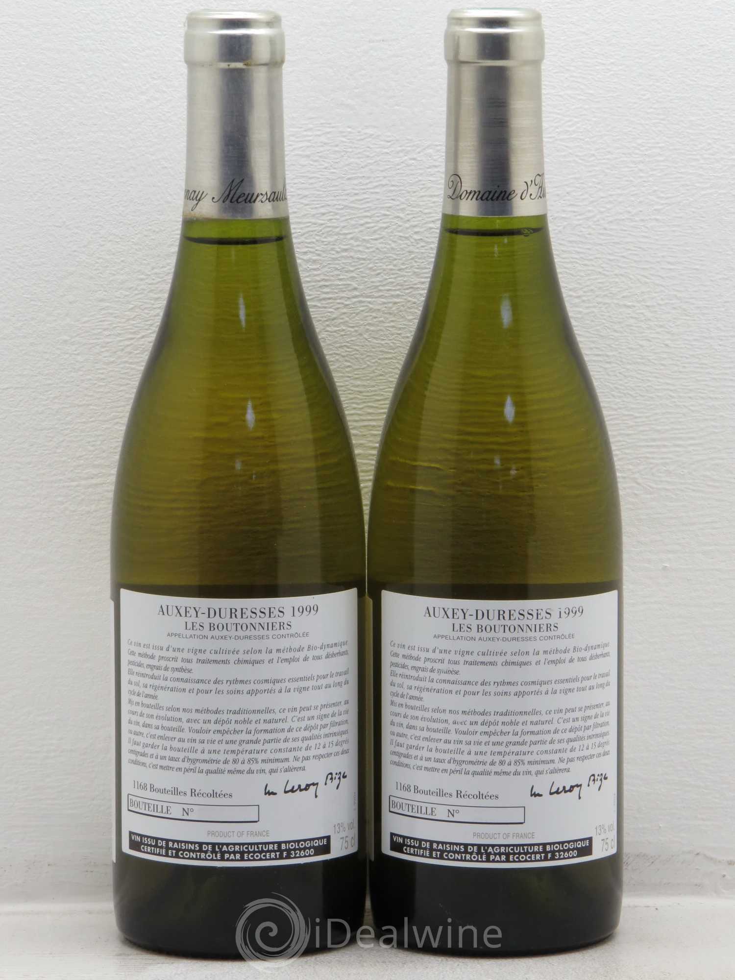 Auxey-Duresses Les Boutonniers d'Auvenay (Domaine) 1999 - Lot de 2 bouteilles - 1