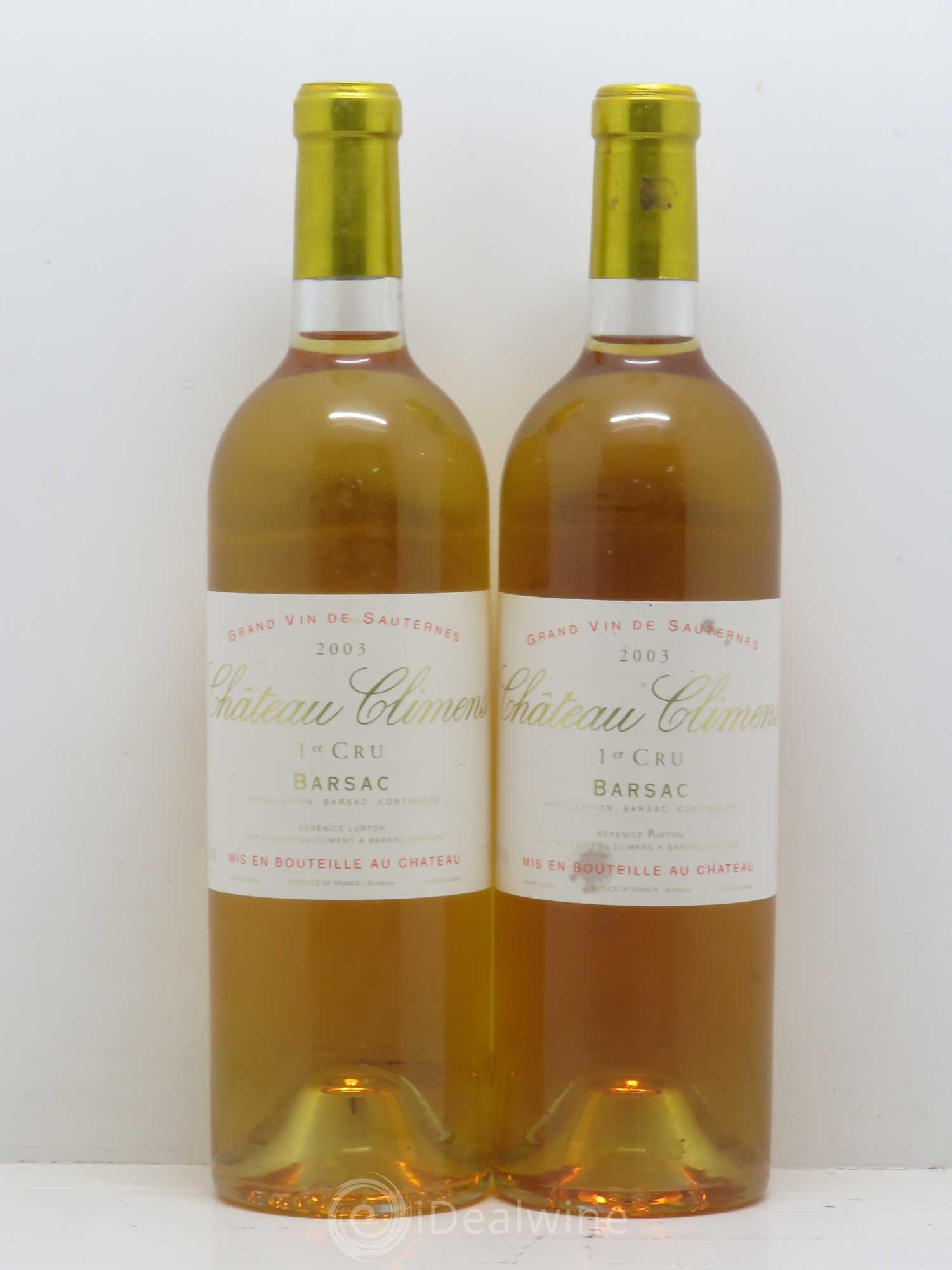 Château Climens 1er Grand Cru Classé 2003 - Lotto di 2 bottiglie - 0