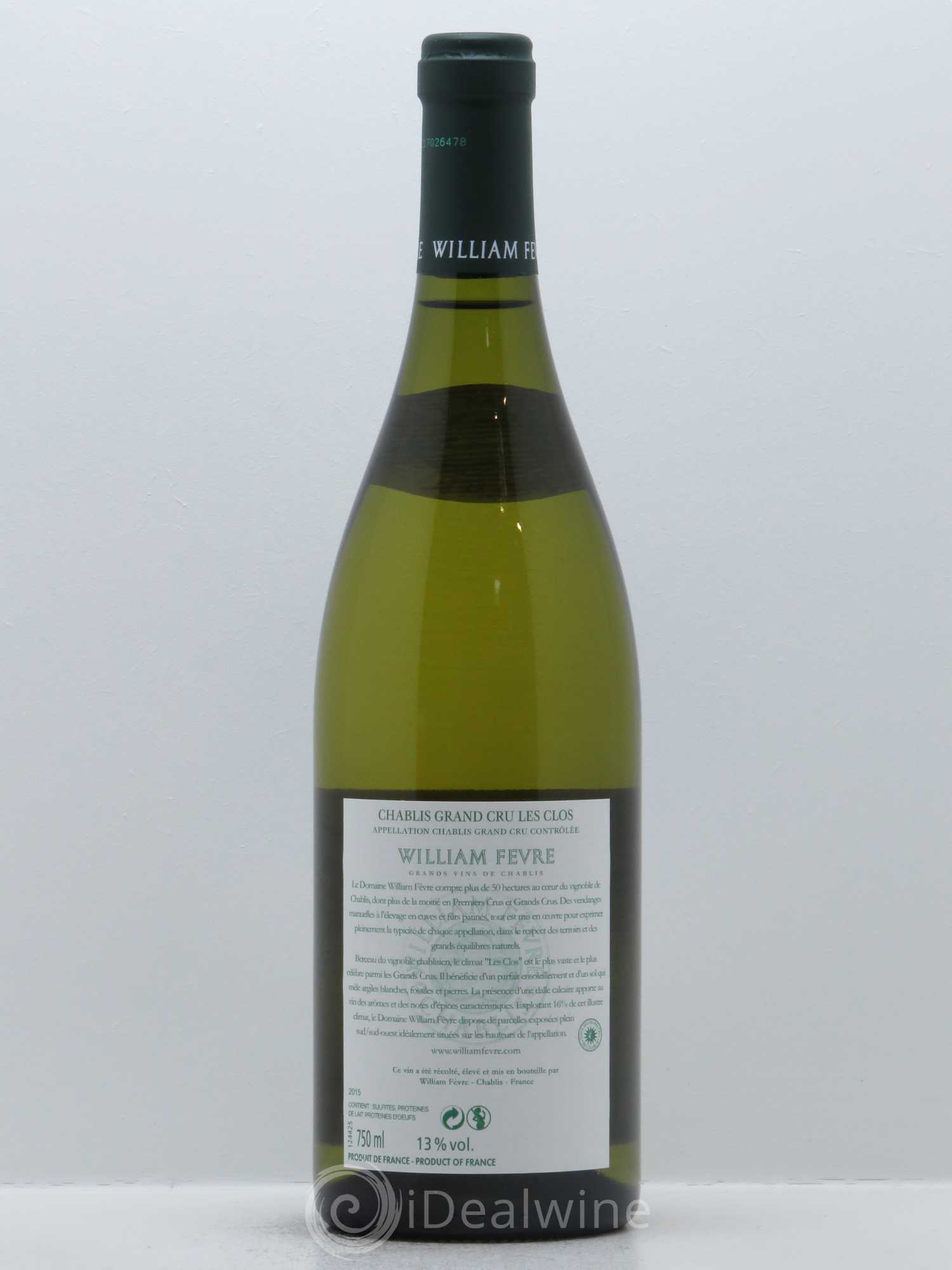 Chablis Grand Cru Les Clos William Fèvre 2015 - Lot de 1 bouteille - 1