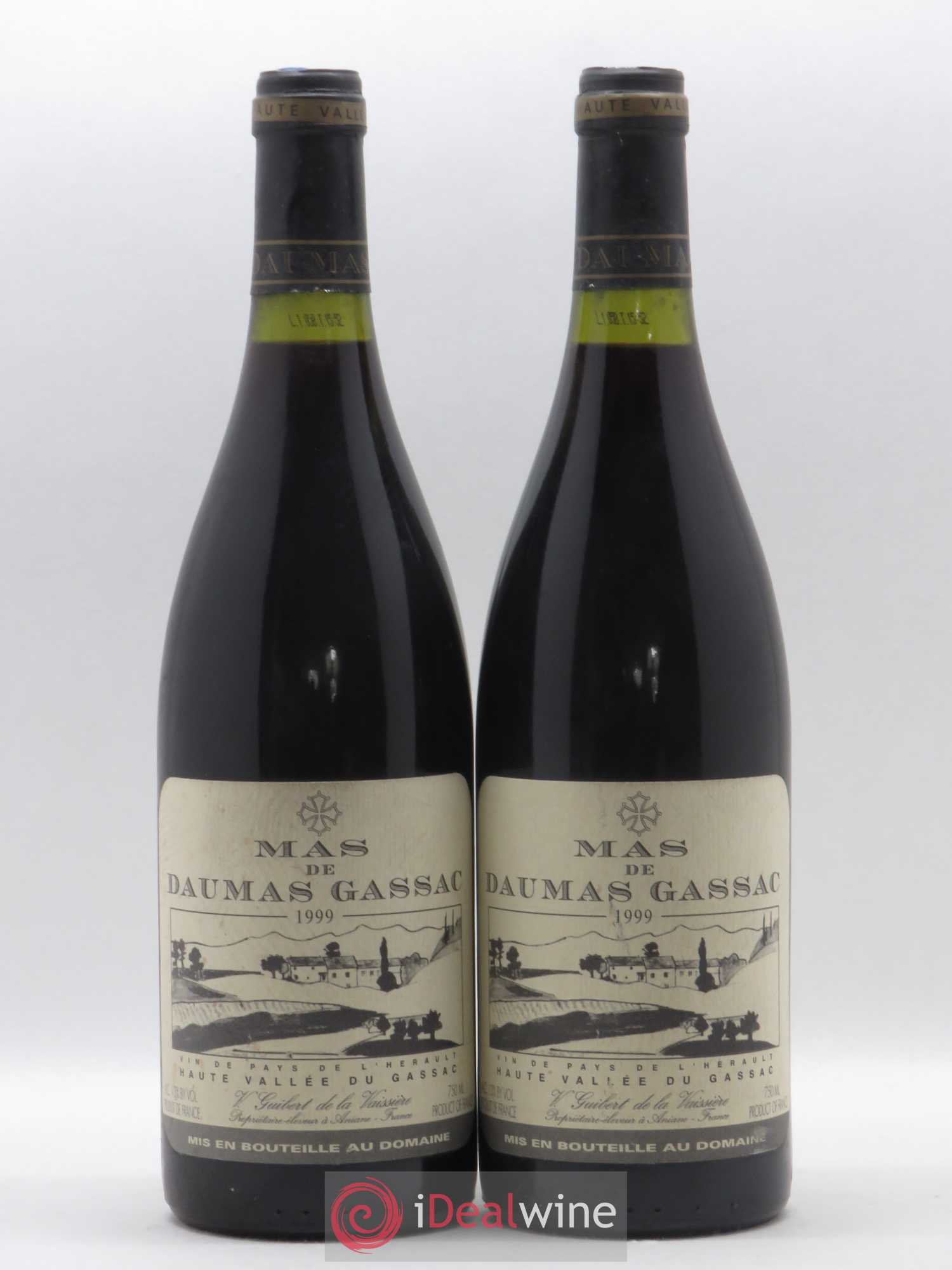 Saint-Guilhem-le-Désert - Cité d'Aniane Mas Daumas Gassac Famille Guibert de La Vaissière 1999 - Lot de 2 bouteilles - 0