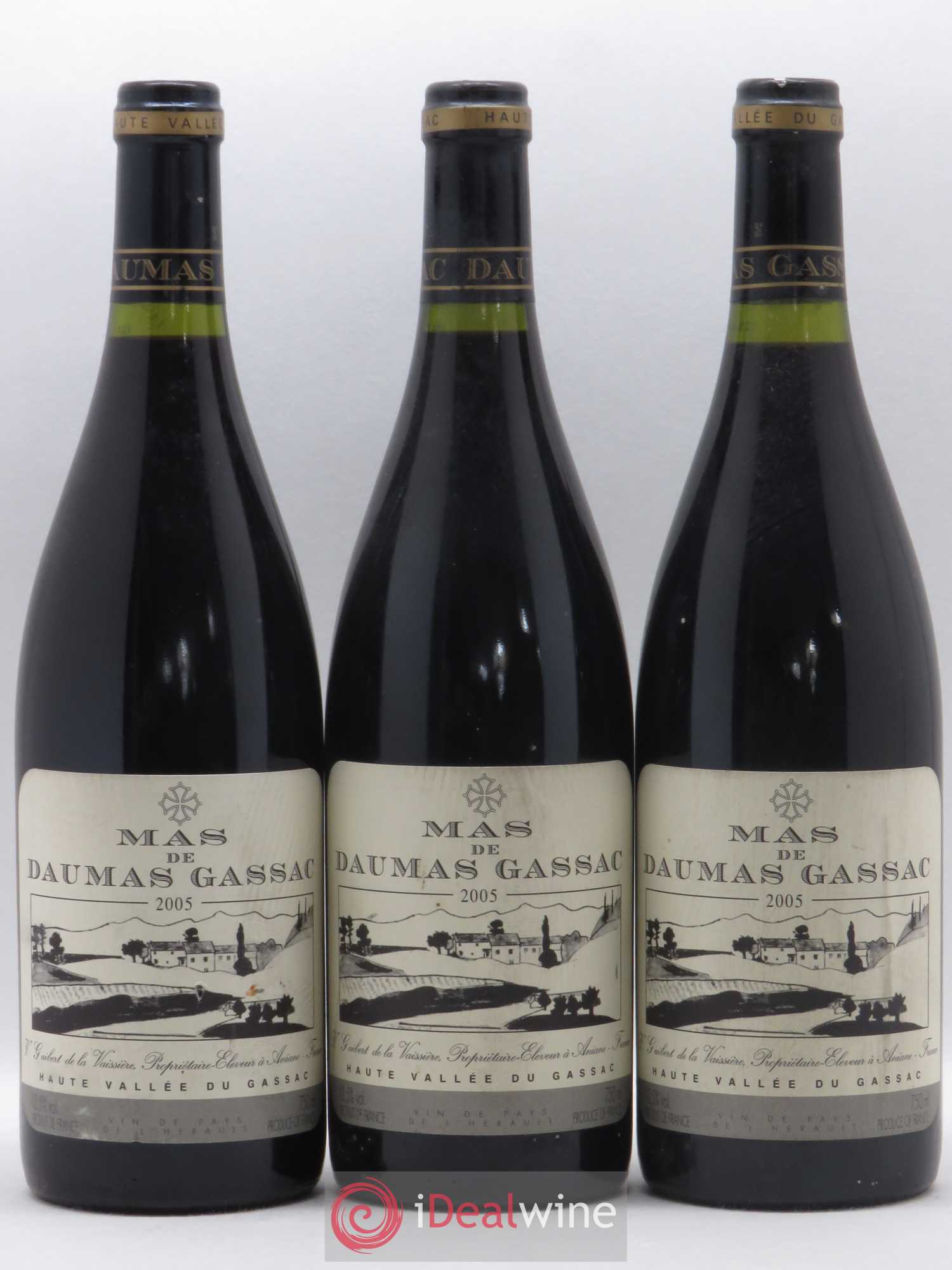 Saint-Guilhem-le-Désert - Cité d'Aniane Mas Daumas Gassac Famille Guibert de La Vaissière 2005 - Lot de 3 bouteilles - 0