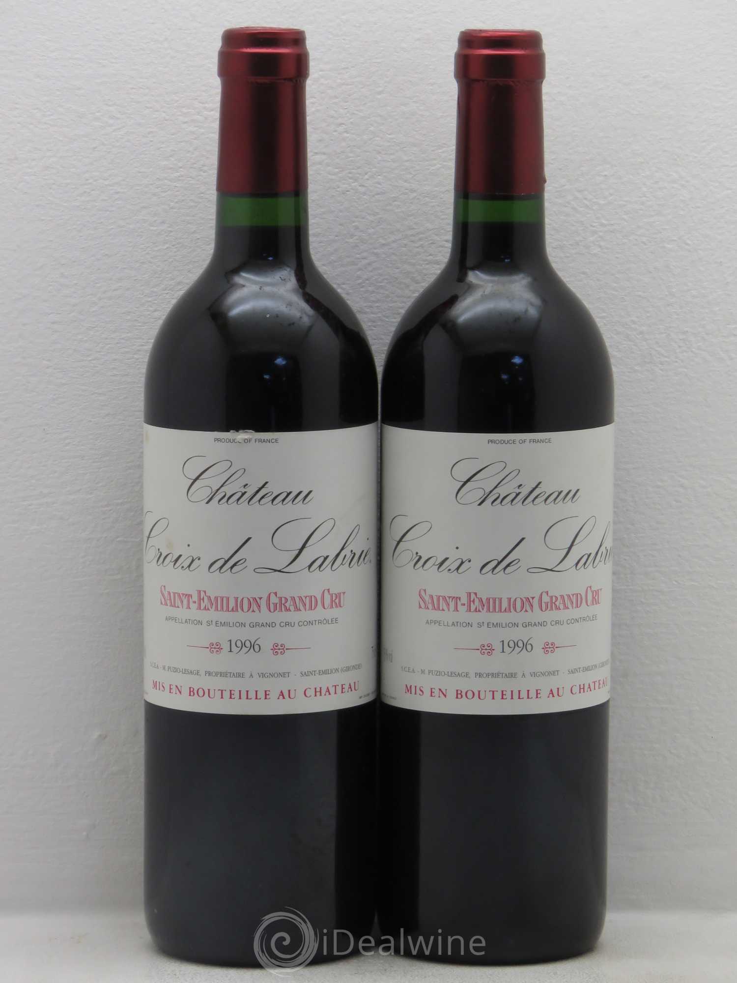 Château Croix de Labrie Grand Cru Classé 1996 - Lot de 2 bouteilles - 0