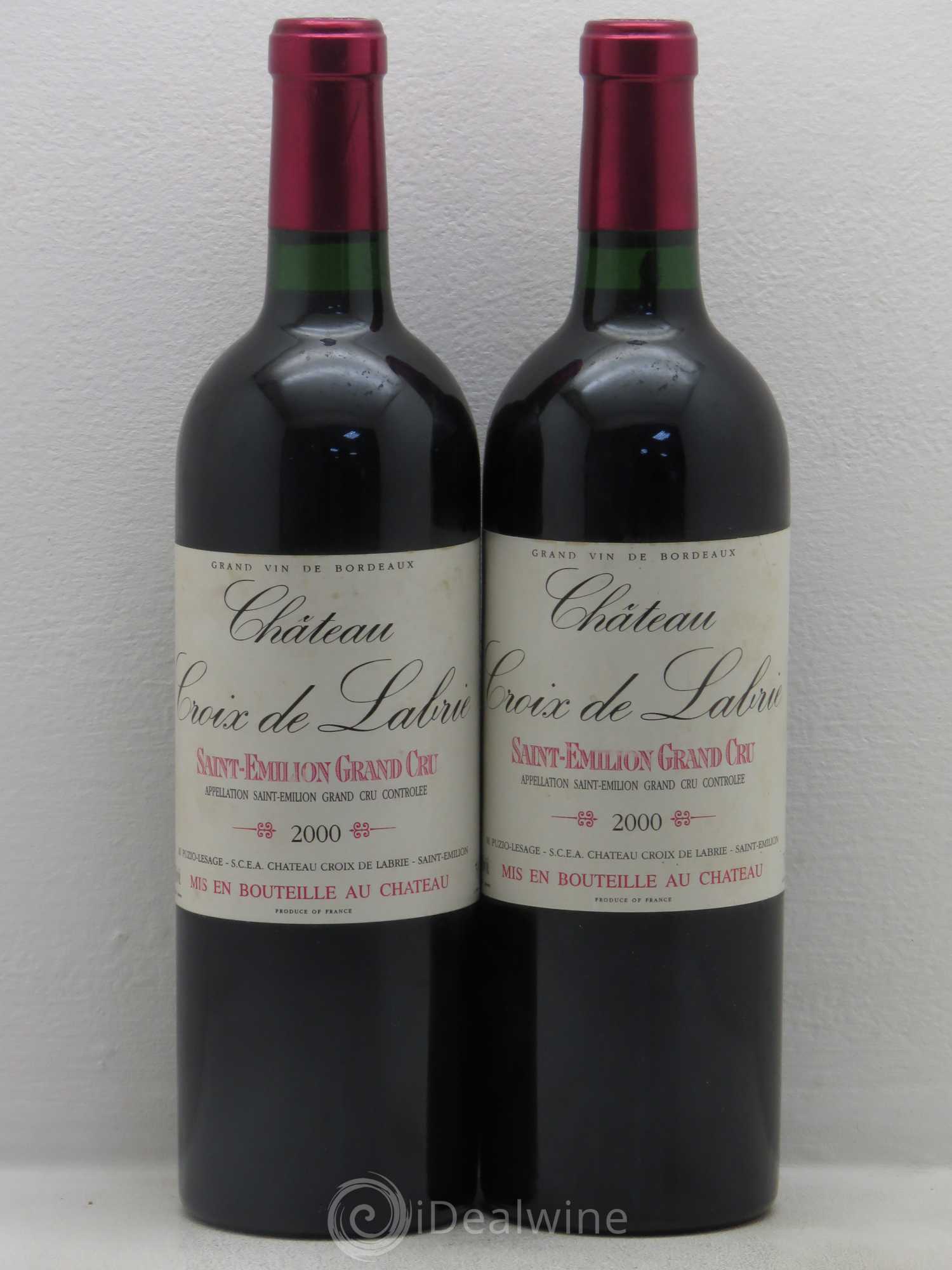 Château Croix de Labrie Grand Cru Classé 2000 - Lot de 2 bouteilles - 0