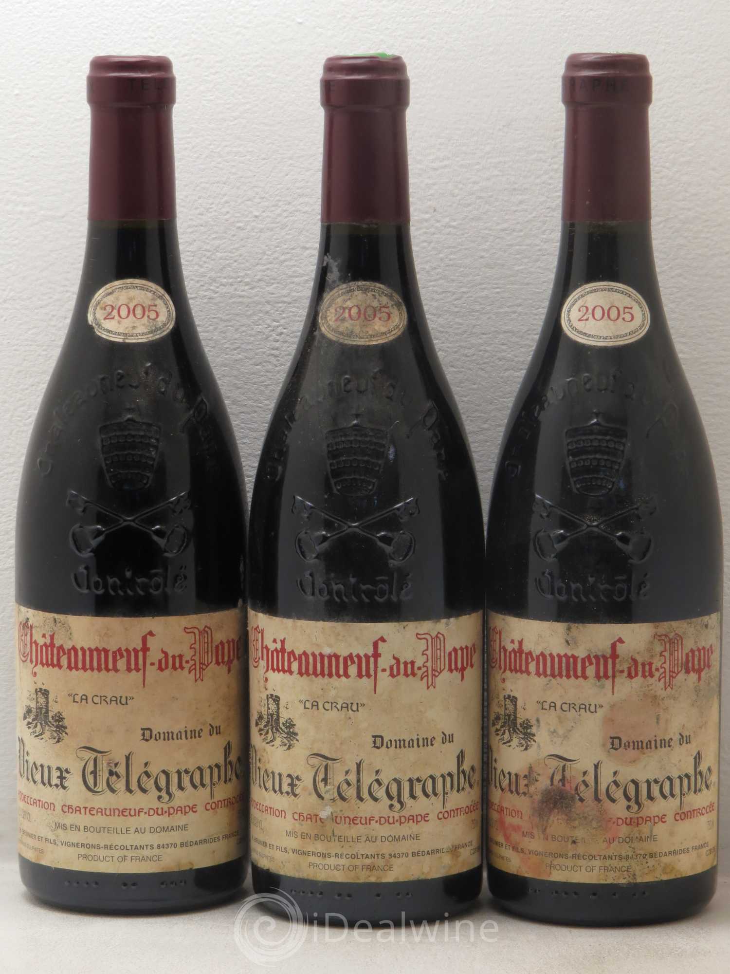 Châteauneuf-du-Pape Vieux Télégraphe (Domaine du) Vignobles Brunier 2005 - Lot de 3 bouteilles - 0