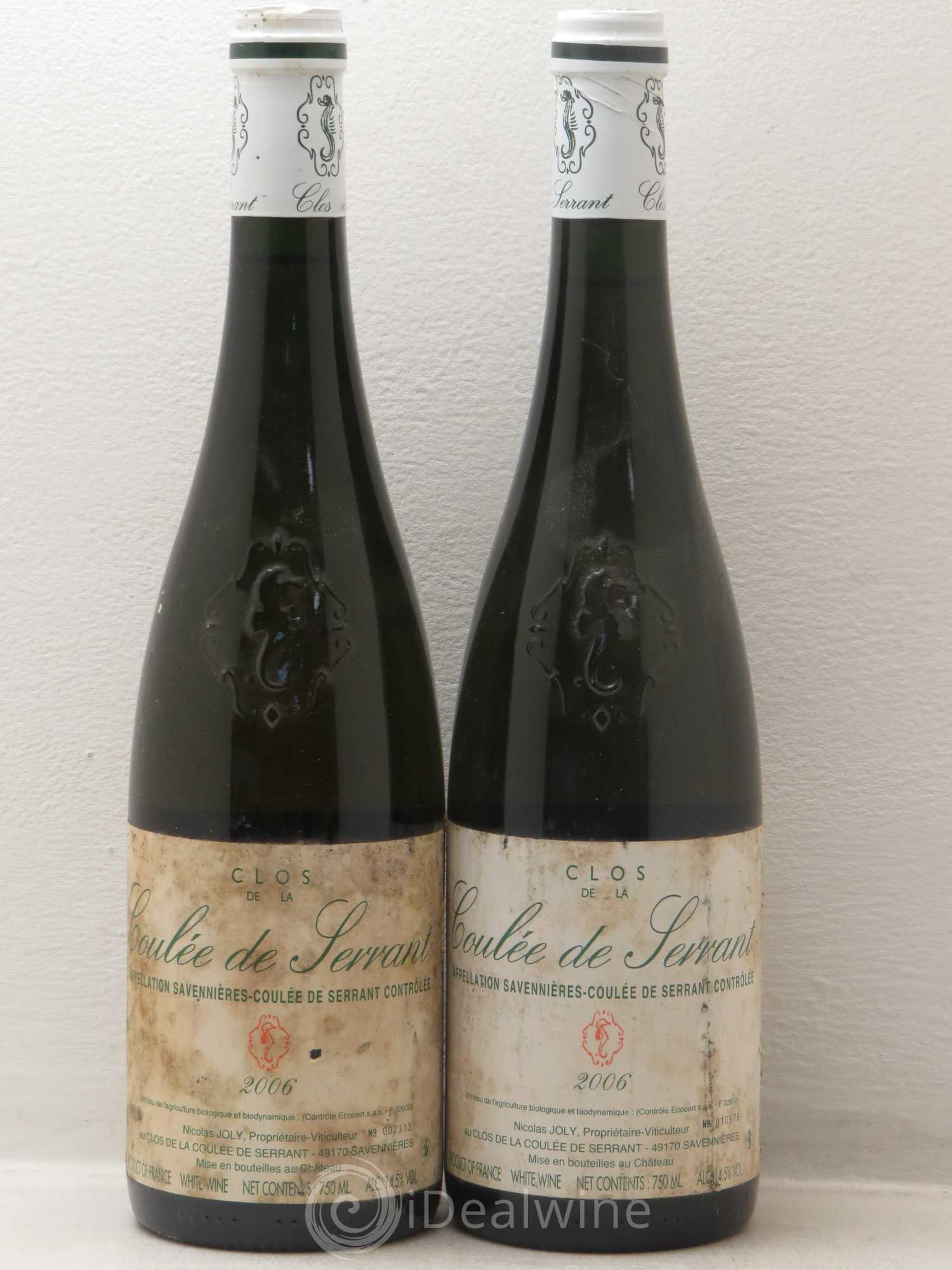 Savennières Clos de la Coulée de Serrant Vignobles de la Coulée de Serrant - Nicolas Joly 2006 - Lot de 2 bouteilles - 0