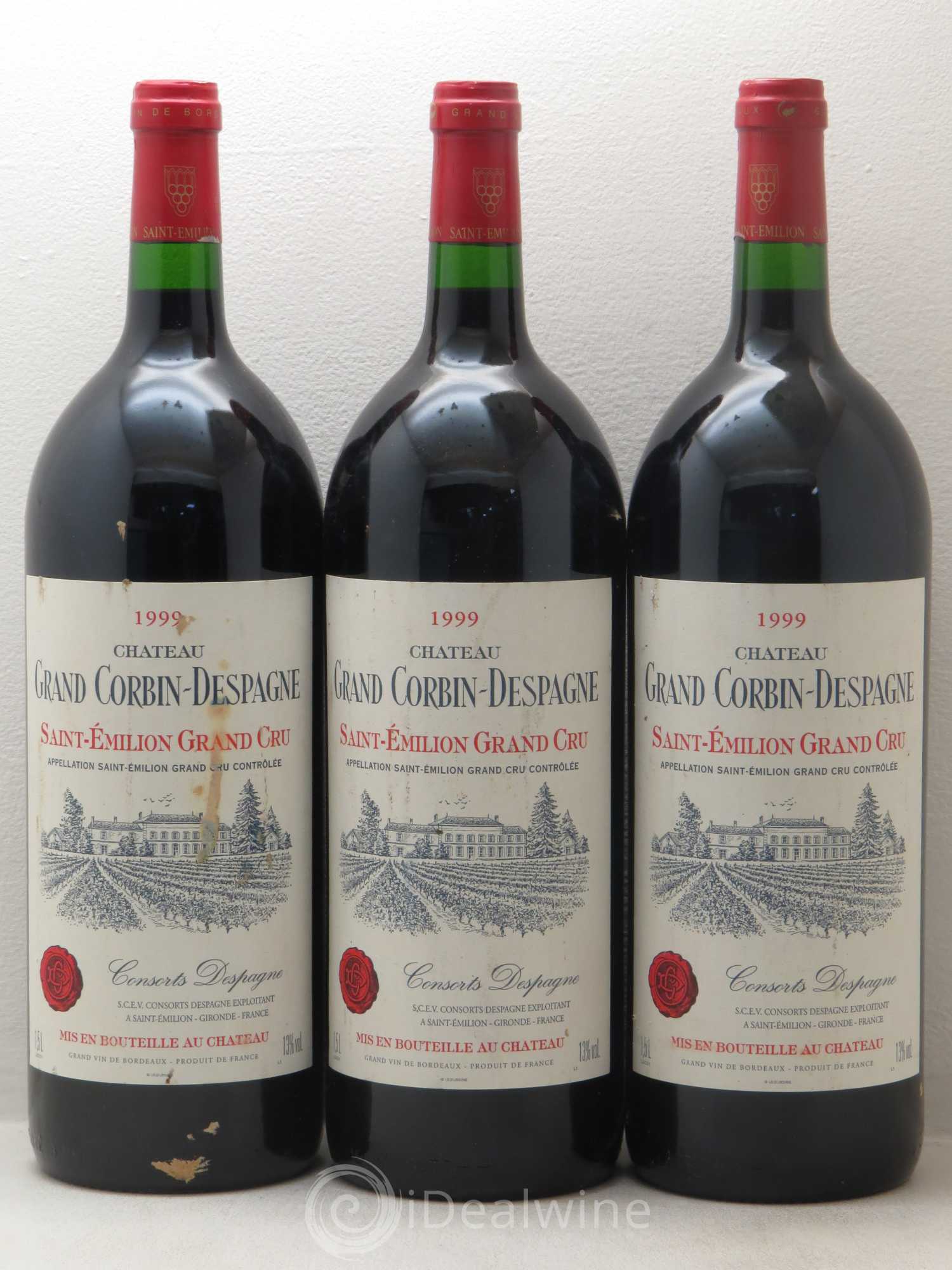 Château Grand Corbin Despagne Grand Cru Classé 1999 - Lot de 3 magnums - 0