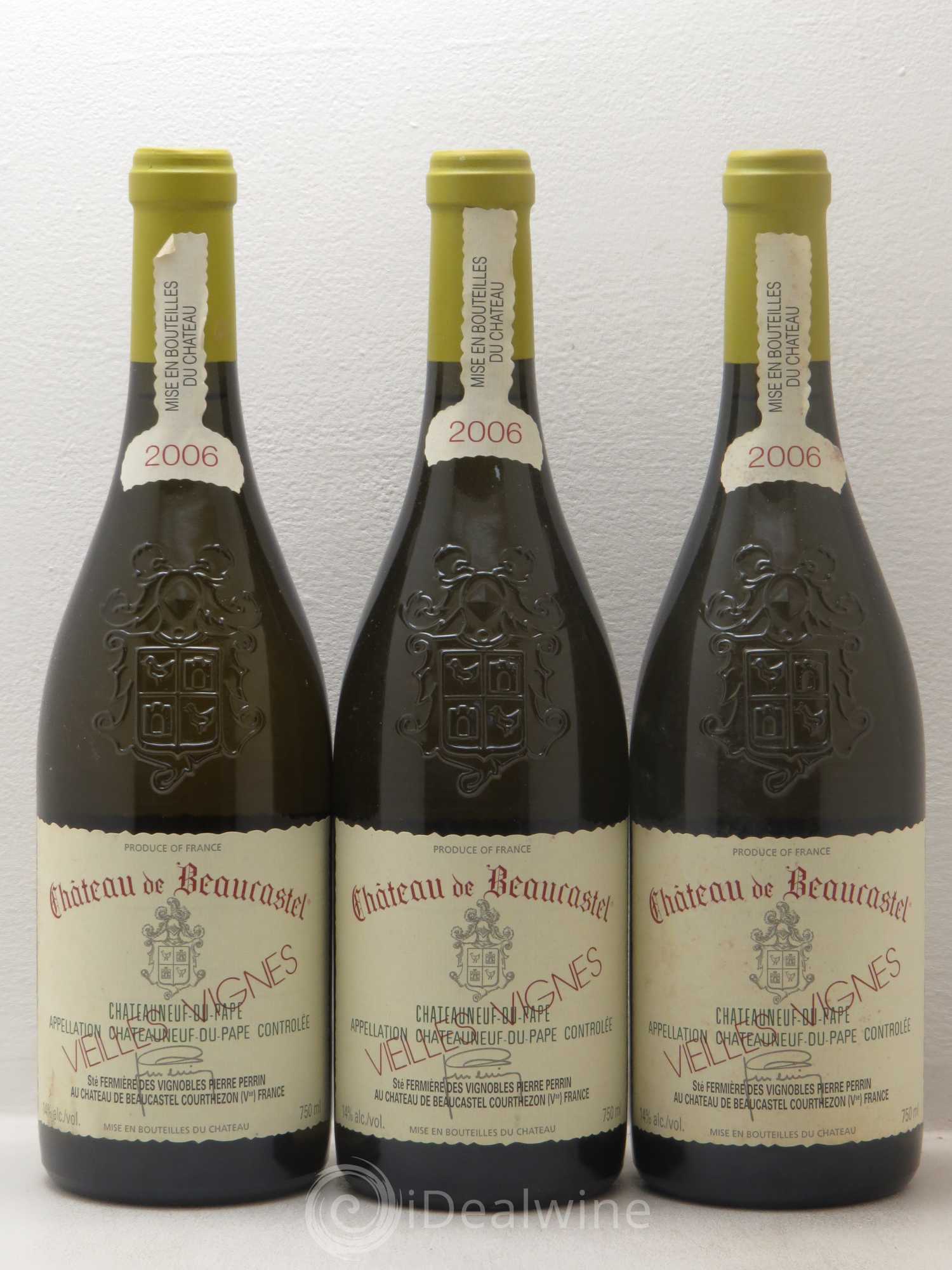 Châteauneuf-du-Pape Château de Beaucastel Vieilles vignes Roussanne Famille Perrin 2006 - Lot de 3 bouteilles - 0