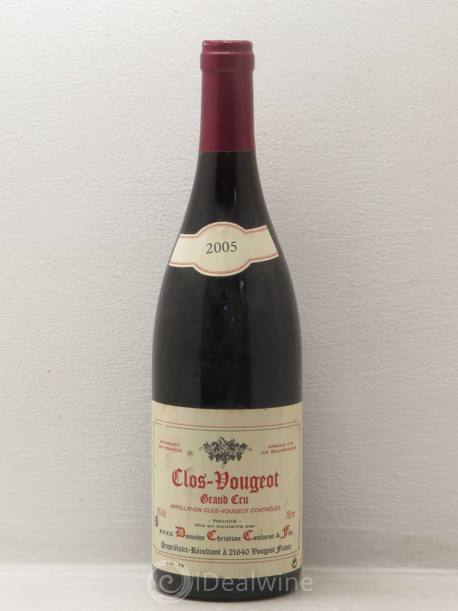 Clos de Vougeot Grand Cru Jean-Jacques Confuron Christian Confuron & fils 2005 - Lot de 1 bouteille - 0