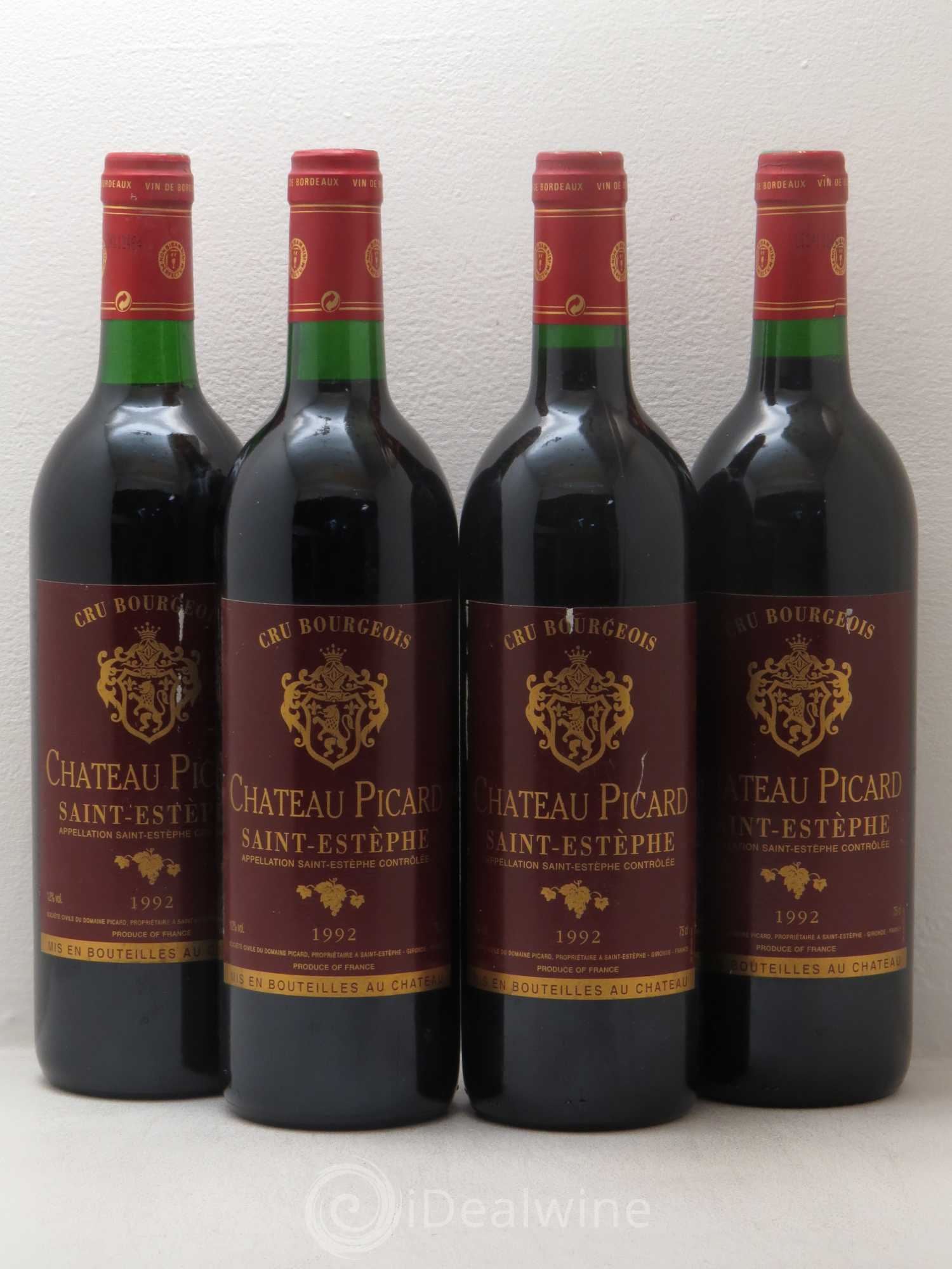 Château Saint-Estèphe Château Picard 1992 - Lot de 4 bouteilles - 0