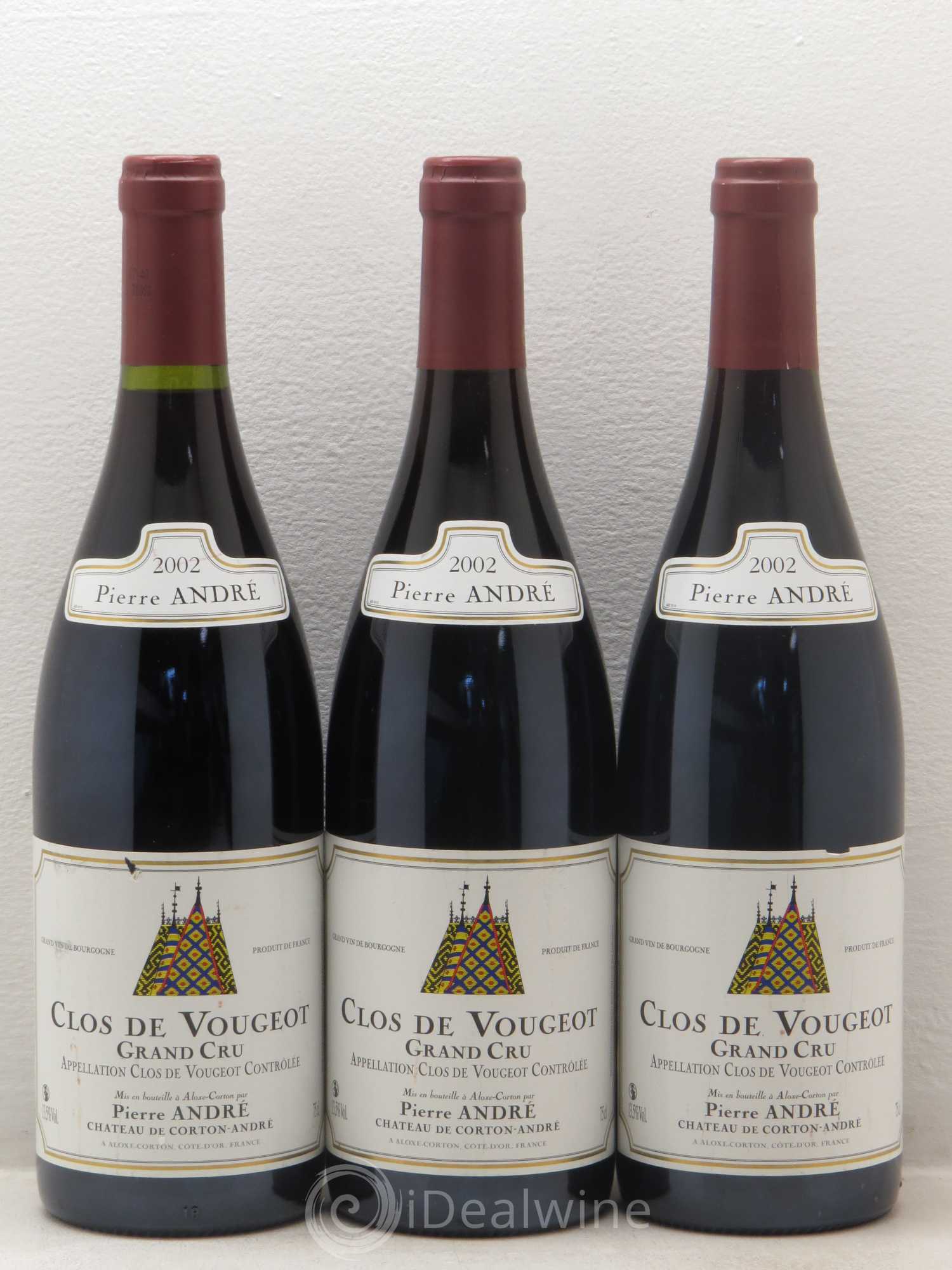 Clos de Vougeot Grand Cru Pierre Andre 2002 - Lot de 3 bouteilles - 0