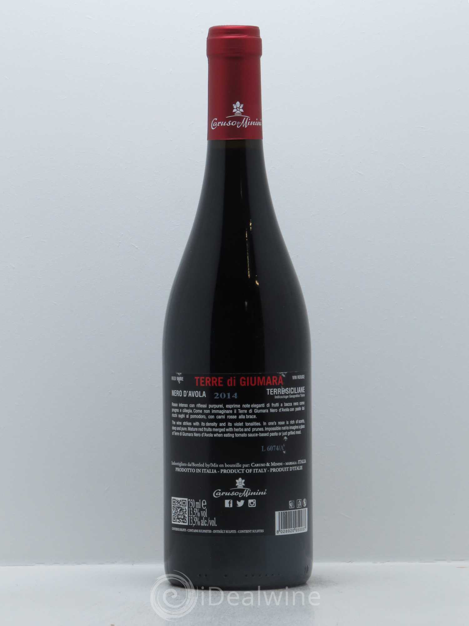 Terre Siciliane Terre Di Giumara - Caruso-Minini IGT Nero d'Avola 2014 - Lot de 1 bouteille - 1