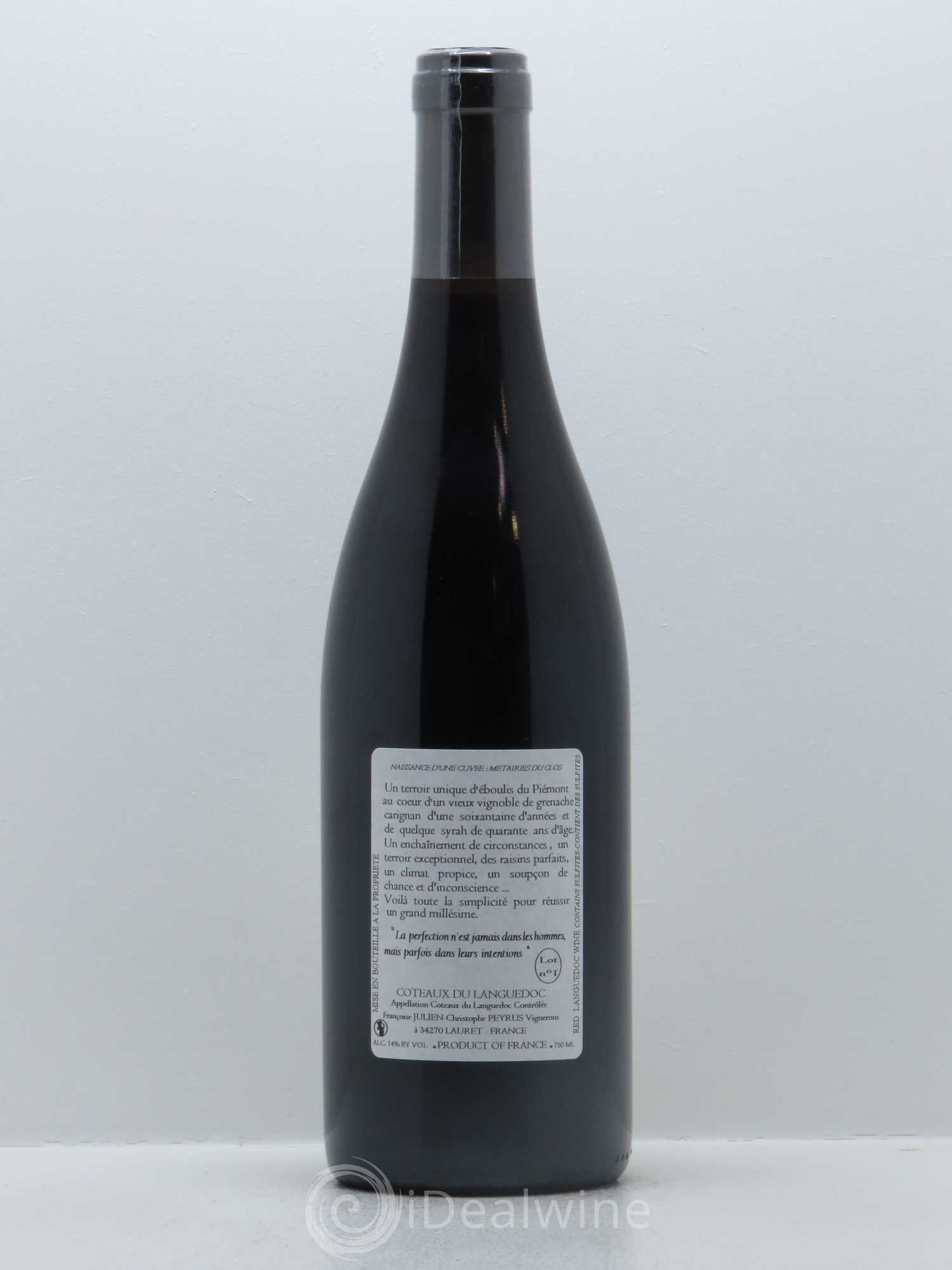 Pic Saint-Loup Les Métairies du Clos Vieilles Vignes Christophe Peyrus et Françoise Julien 2014 - Lot de 1 bouteille - 1