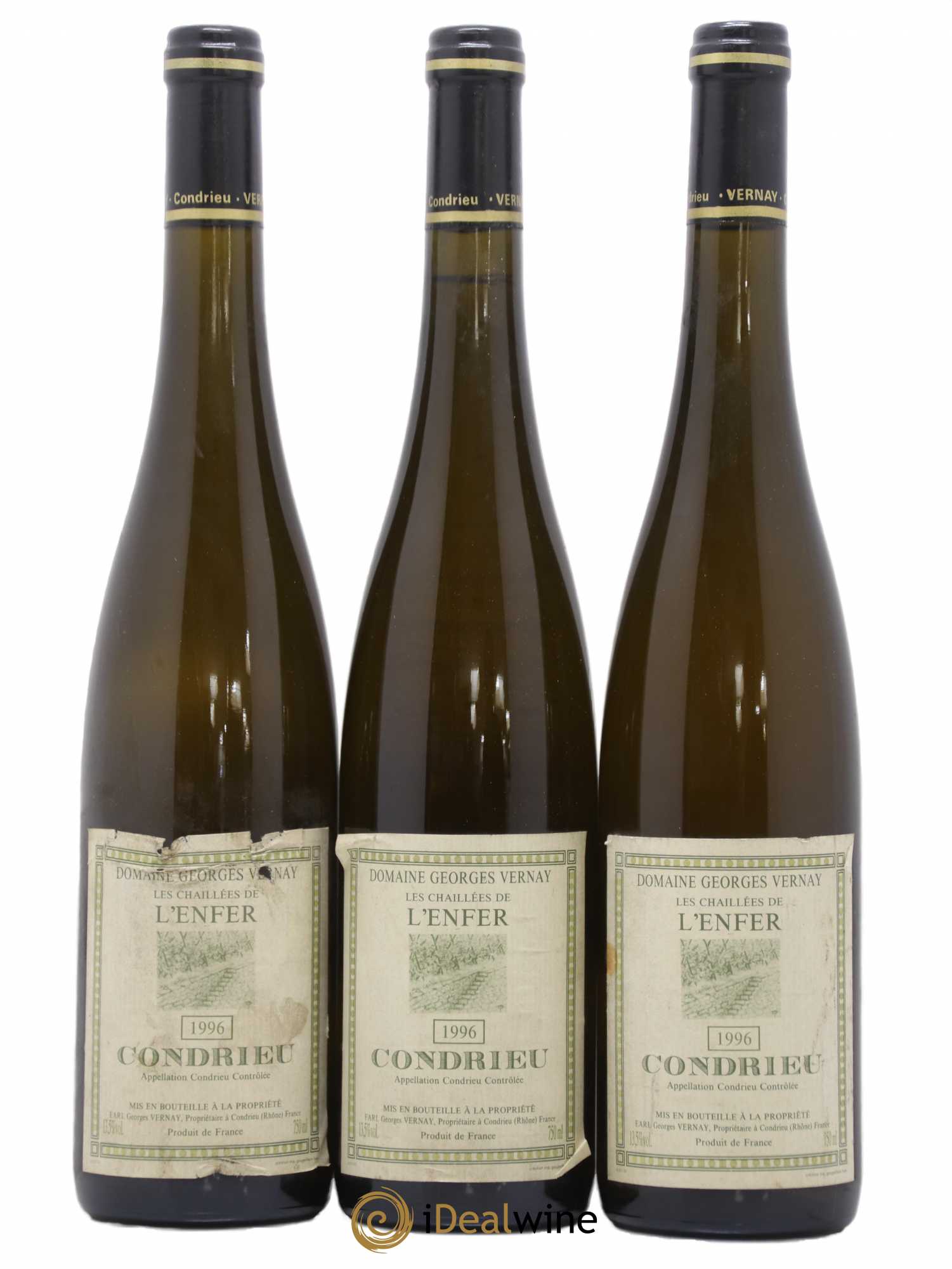 Condrieu Les Chaillées de l'Enfer Georges Vernay 1996 - Lot de 3 bouteilles - 0
