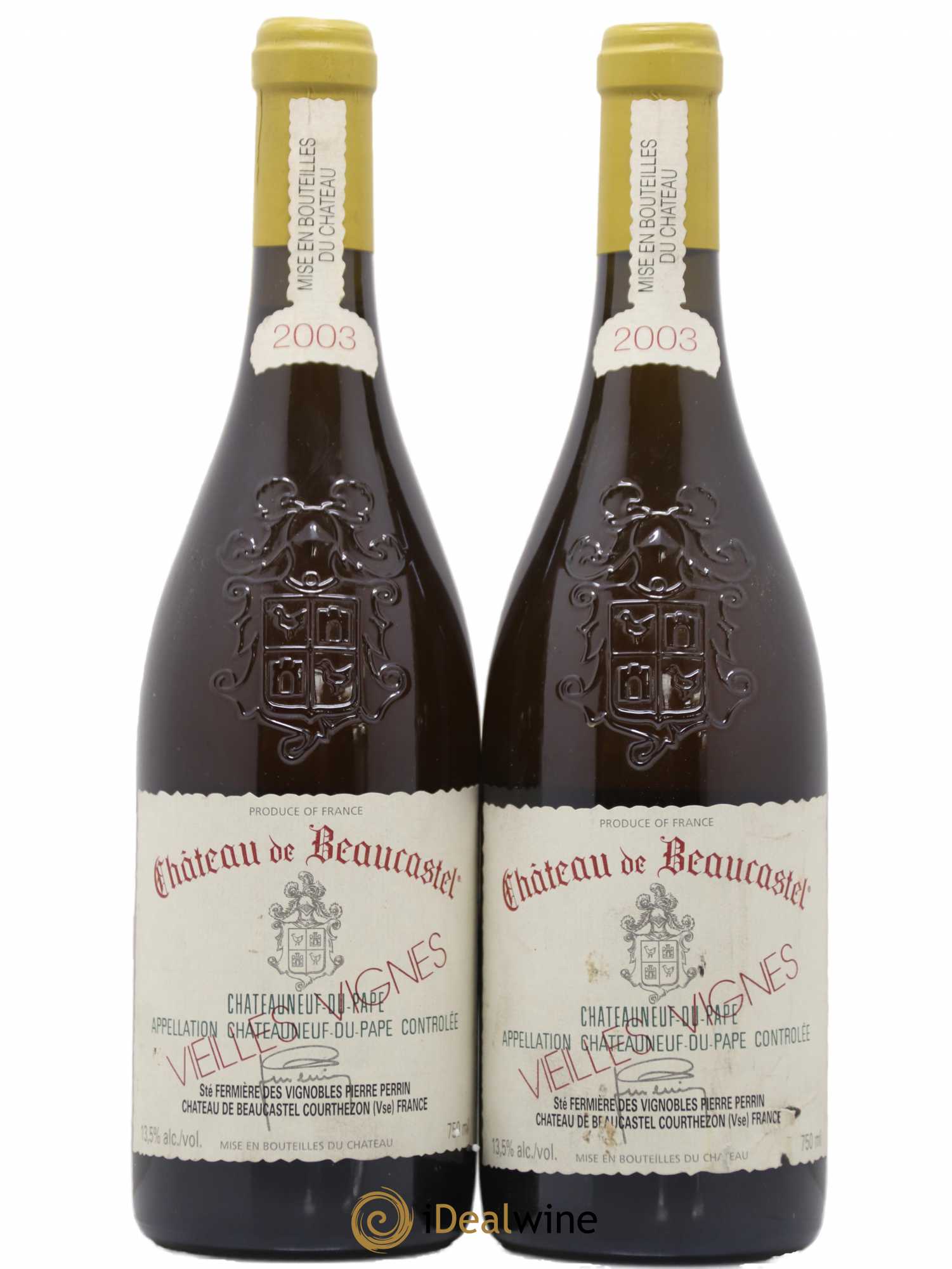 Châteauneuf-du-Pape Château de Beaucastel Vieilles vignes Roussanne Famille Perrin 2003 - Lot de 2 bouteilles - 0