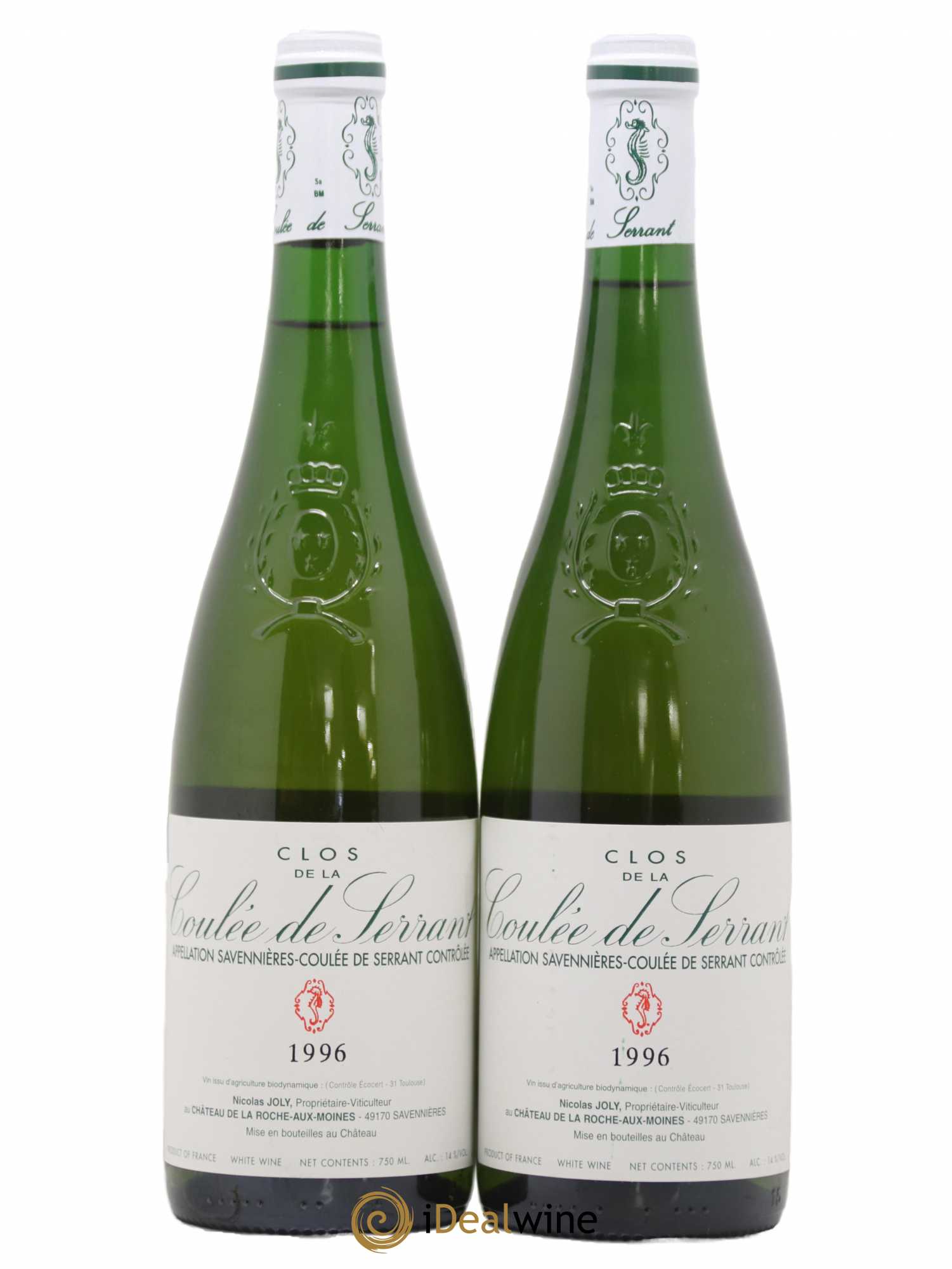 Savennières Clos de la Coulée de Serrant Vignobles de la Coulée de Serrant - Nicolas Joly 1996 - Lot de 2 bouteilles - 0