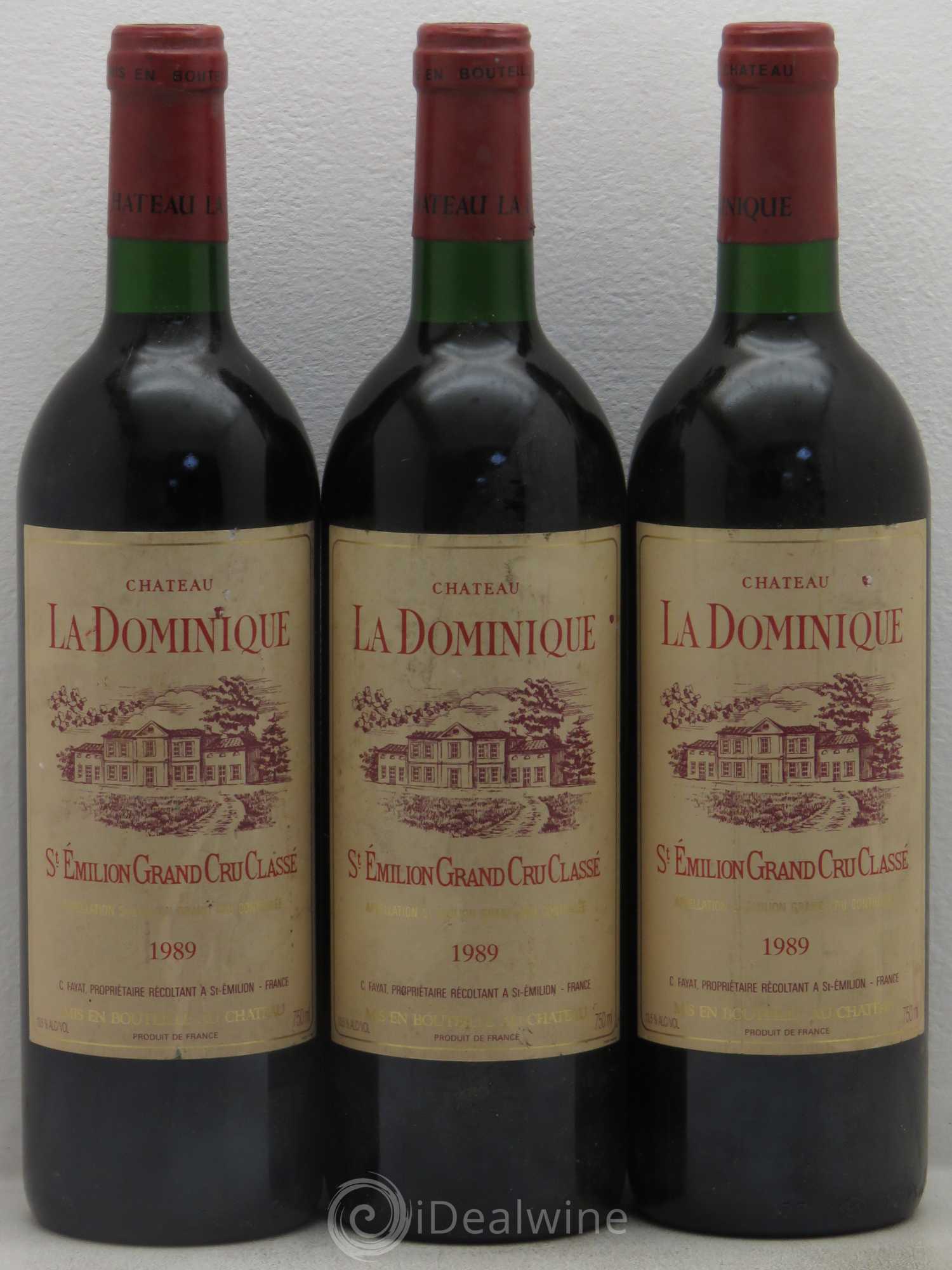 Château la Dominique Grand Cru Classé 1989 - Lot de 3 bouteilles - 0