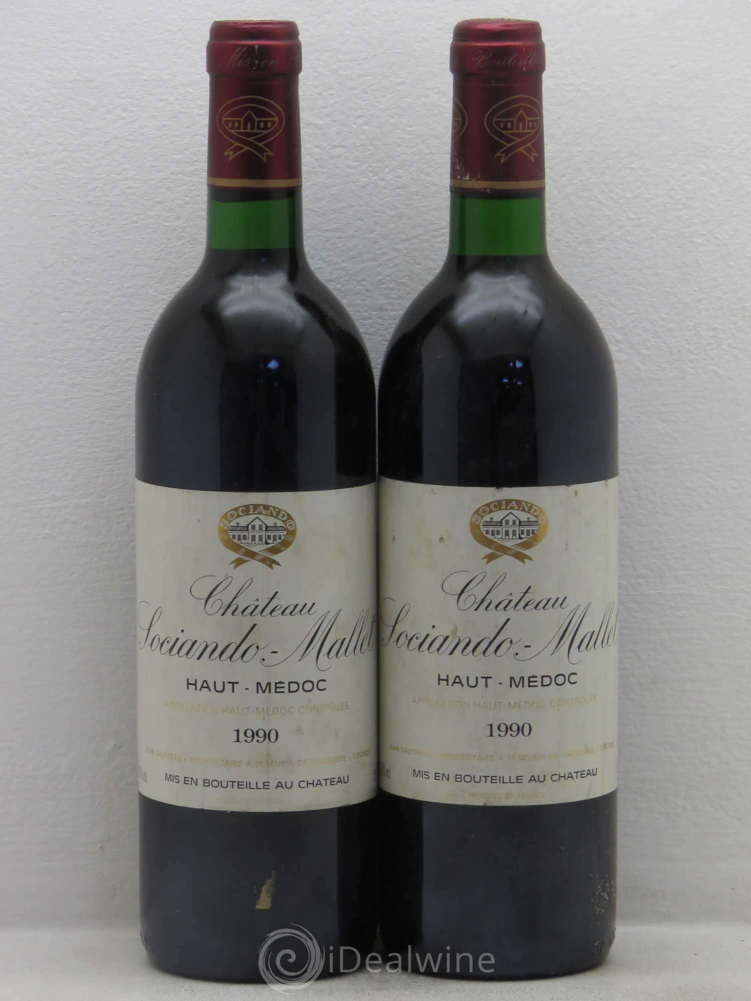Château Sociando Mallet 1990 - Lot de 2 bouteilles - 0