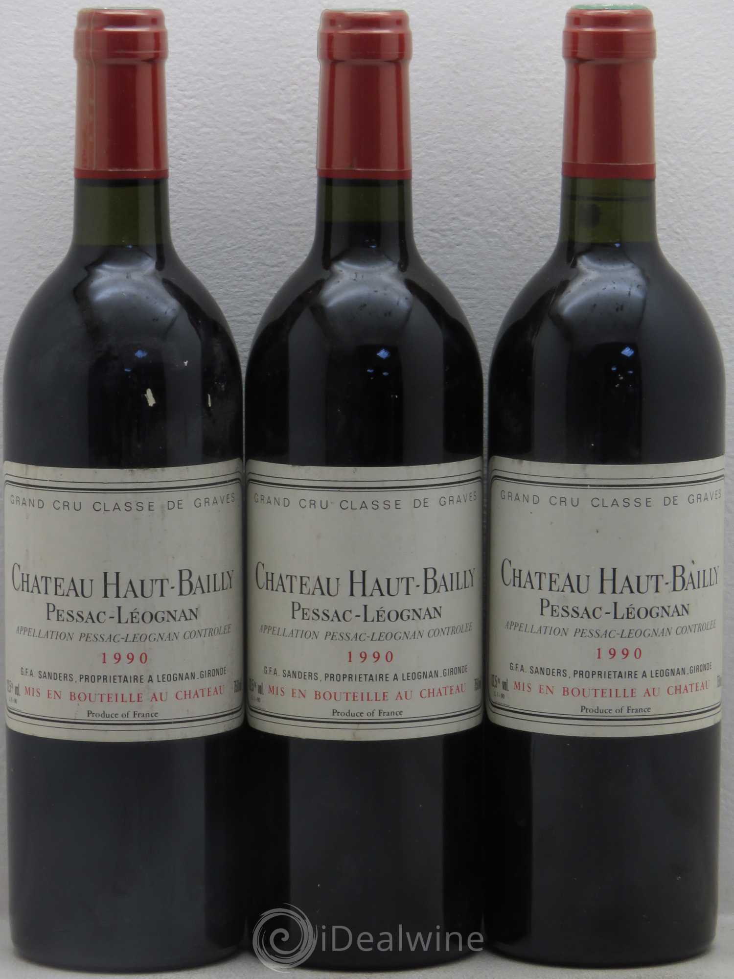Château Haut-Bailly Cru Classé de Graves 1990 - Lot de 3 bouteilles - 0