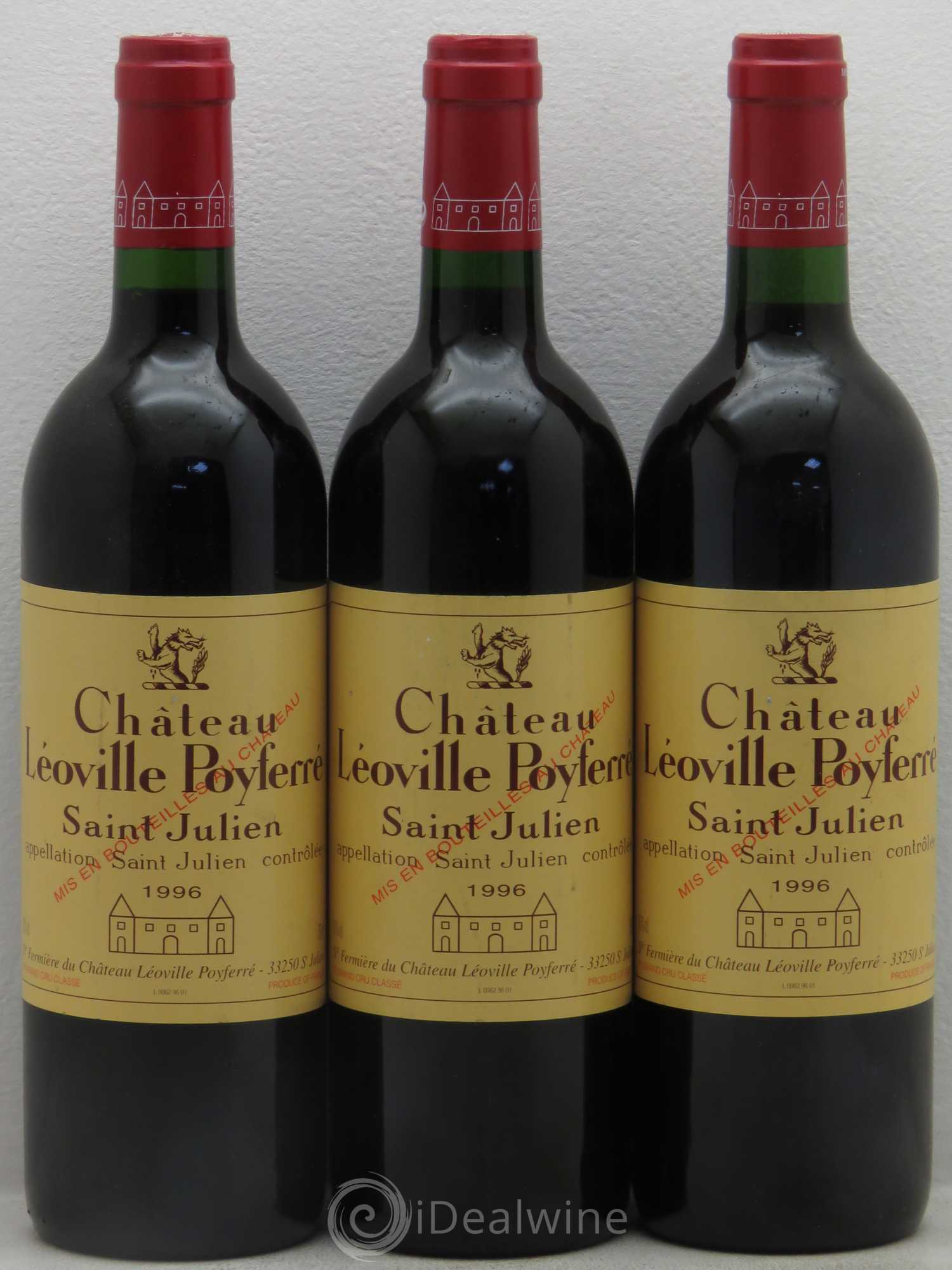 Château Léoville Poyferré 2ème Grand Cru Classé 1996 - Lot de 3 bouteilles - 0