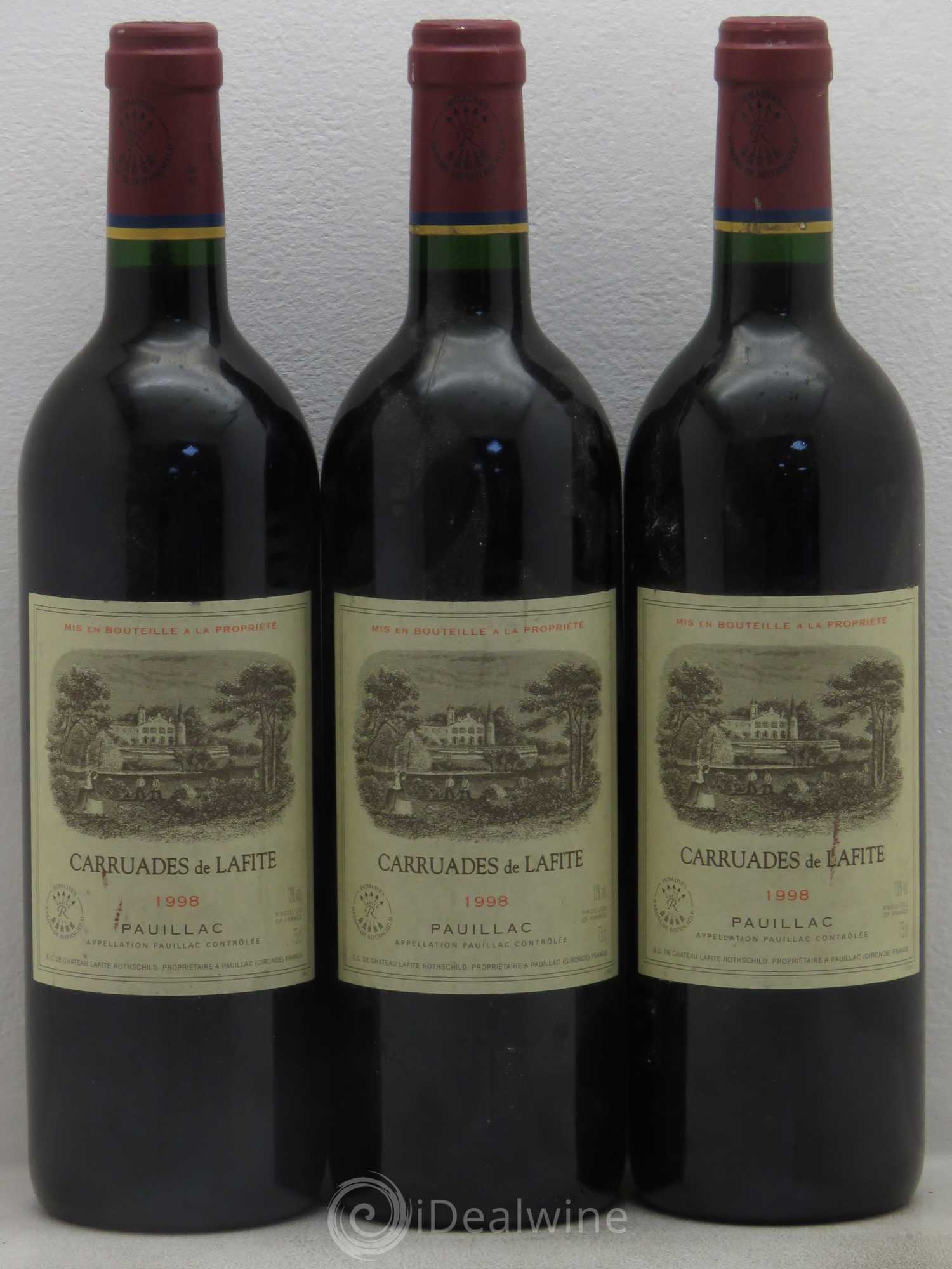 Carruades de Lafite Rothschild Second Vin 1998 - Lot de 3 bouteilles - 0