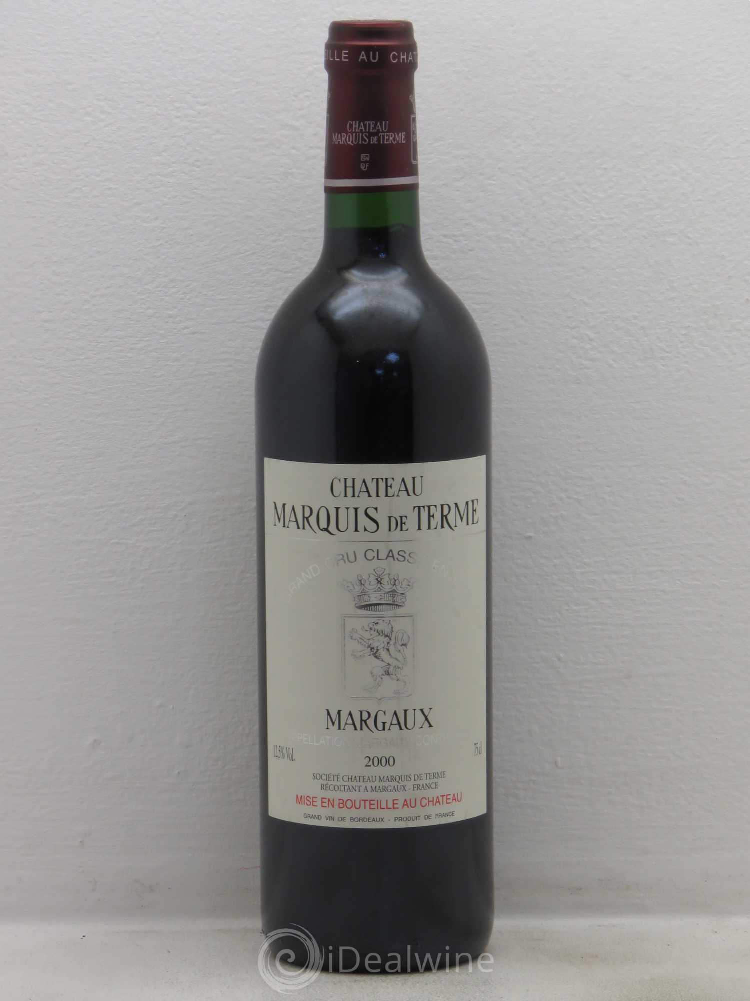Château Marquis de Terme 4ème Grand Cru Classé 2000 - Lot de 1 bouteille - 0