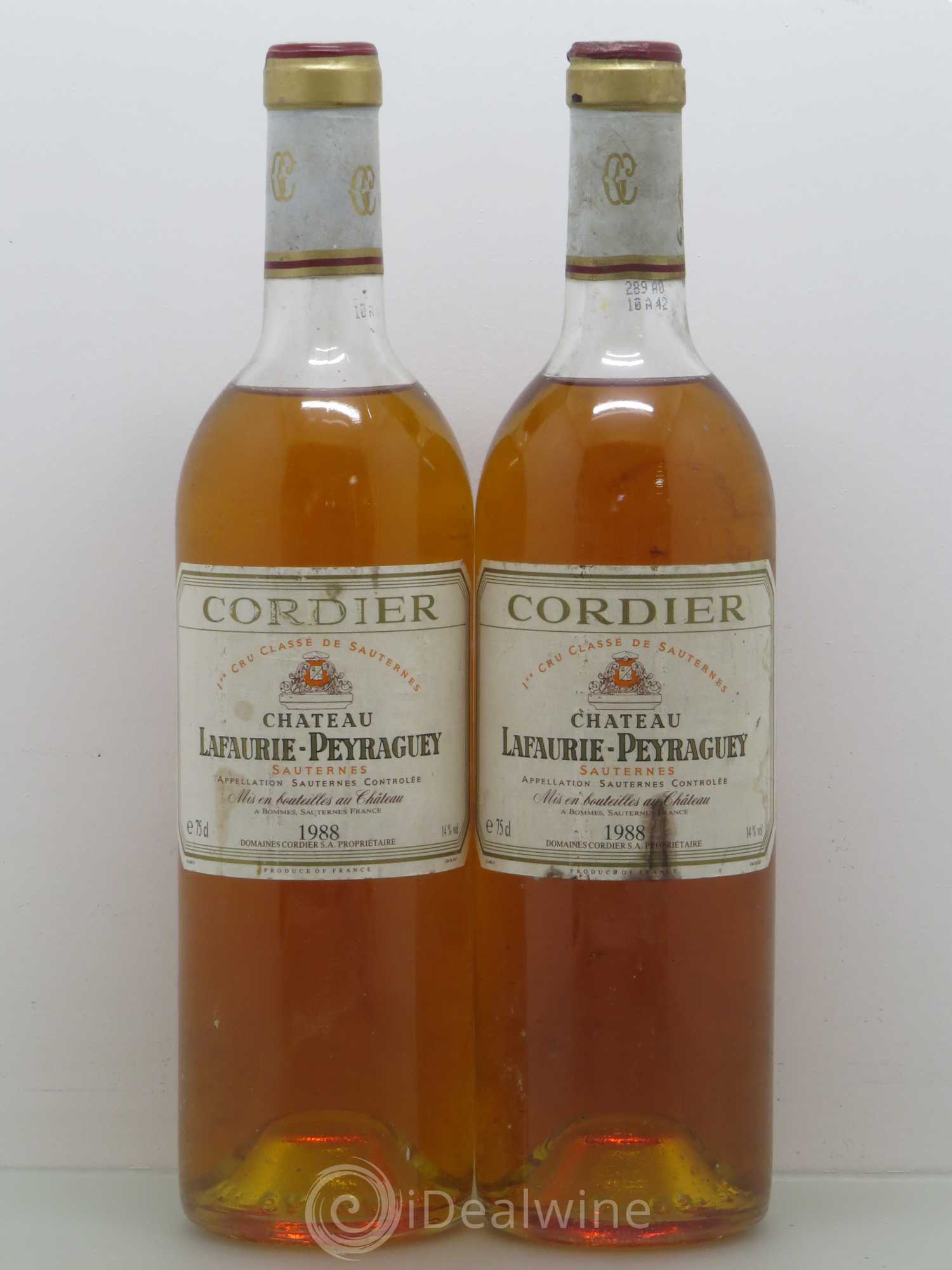 Château Lafaurie-Peyraguey 1er Grand Cru Classé 1988 - Lotto di 2 bottiglie - 0