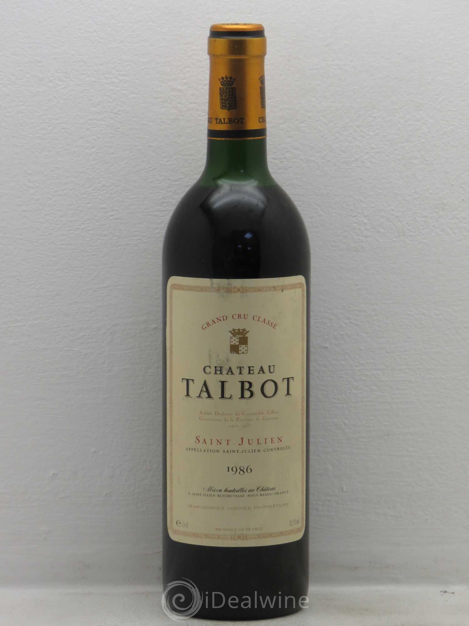 Château Talbot 4ème Grand Cru Classé 1986 - Lot de 1 bouteille - 0