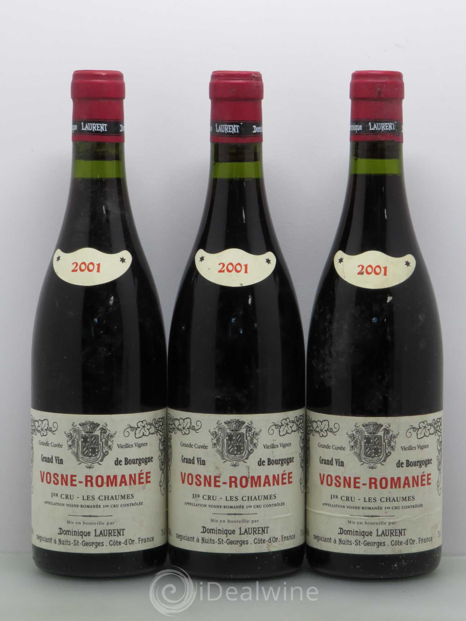 Vosne-Romanée 1er Cru Chaumes Dominique Laurent 2001 - Lot of 3 bottles - 0