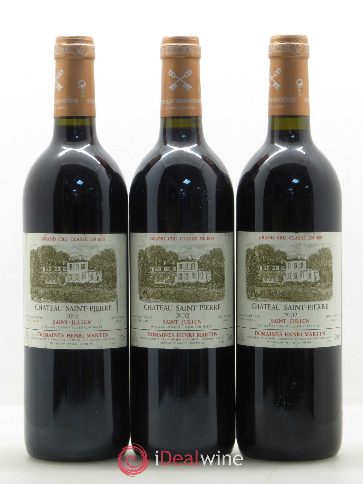 Château Saint-Pierre 4ème Grand Cru Classé 2002 - Lot de 3 bouteilles - 0
