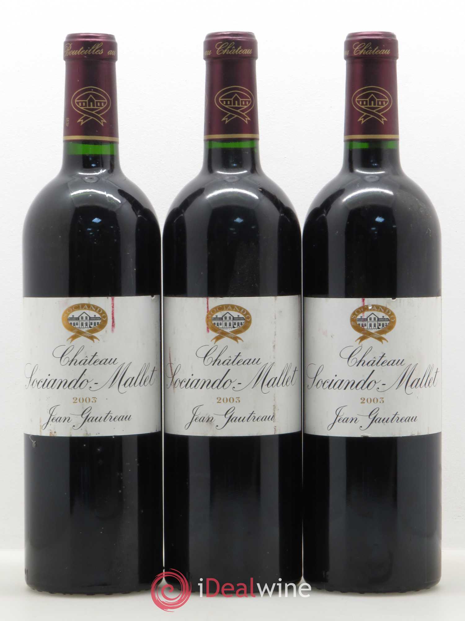 Château Sociando Mallet 2003 - Lot de 3 bouteilles - 0