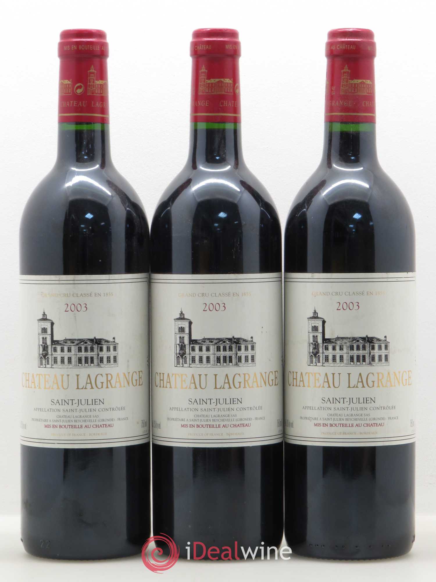 Château Lagrange 3ème Grand Cru Classé 2003 - Lot de 3 bouteilles - 0