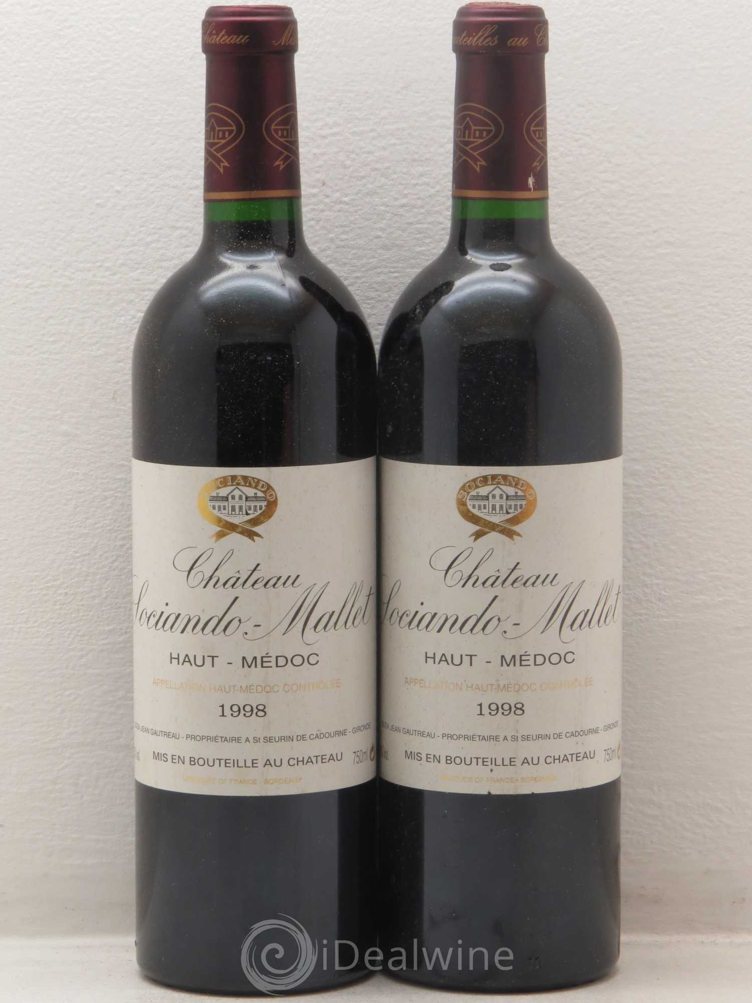Château Sociando Mallet 1998 - Lot de 2 bouteilles - 0