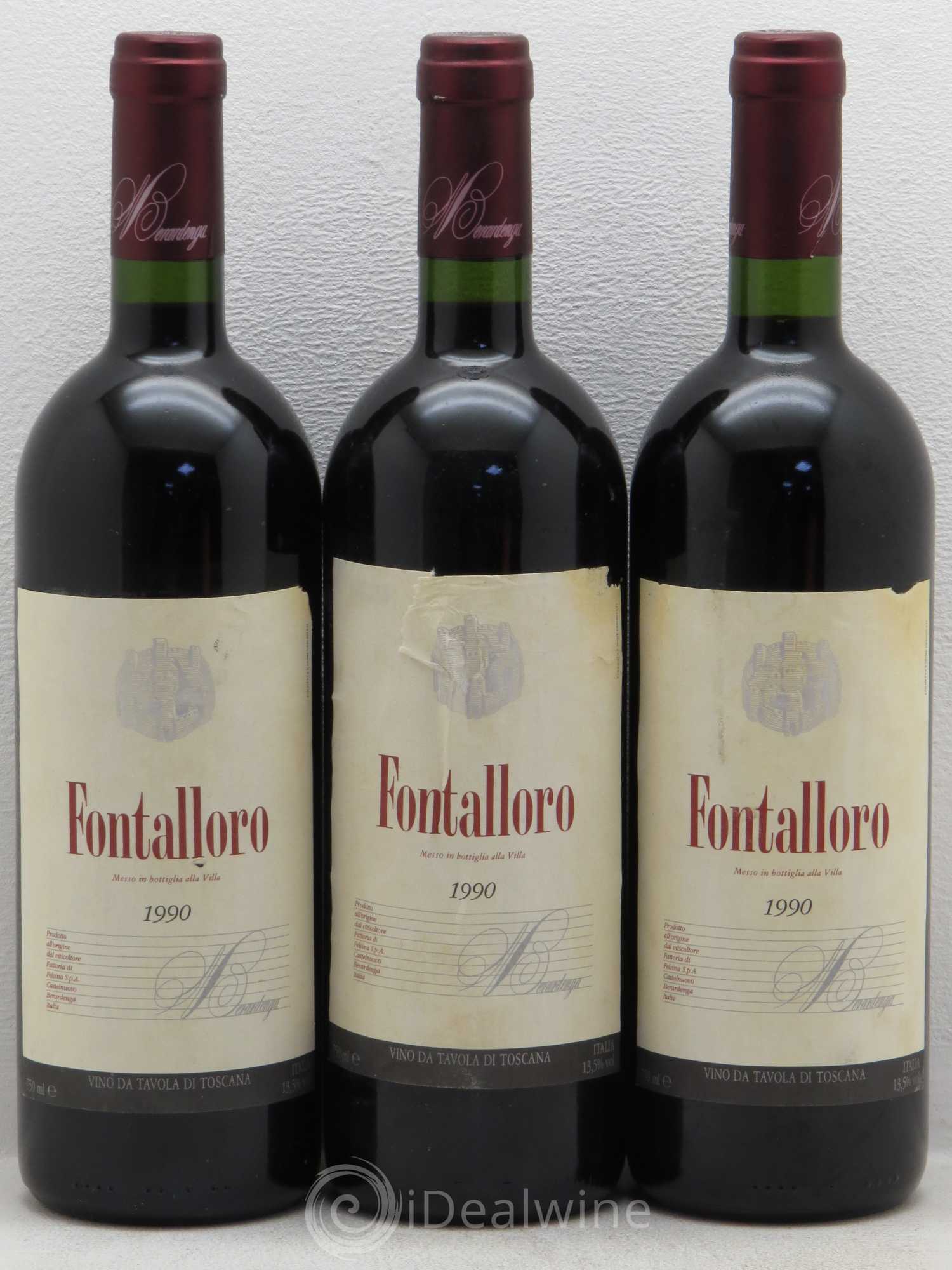 Toscana IGT Fontalloro Felsina Vino da tavola di Toscana 1990 - Posten von 3 Flaschen - 0