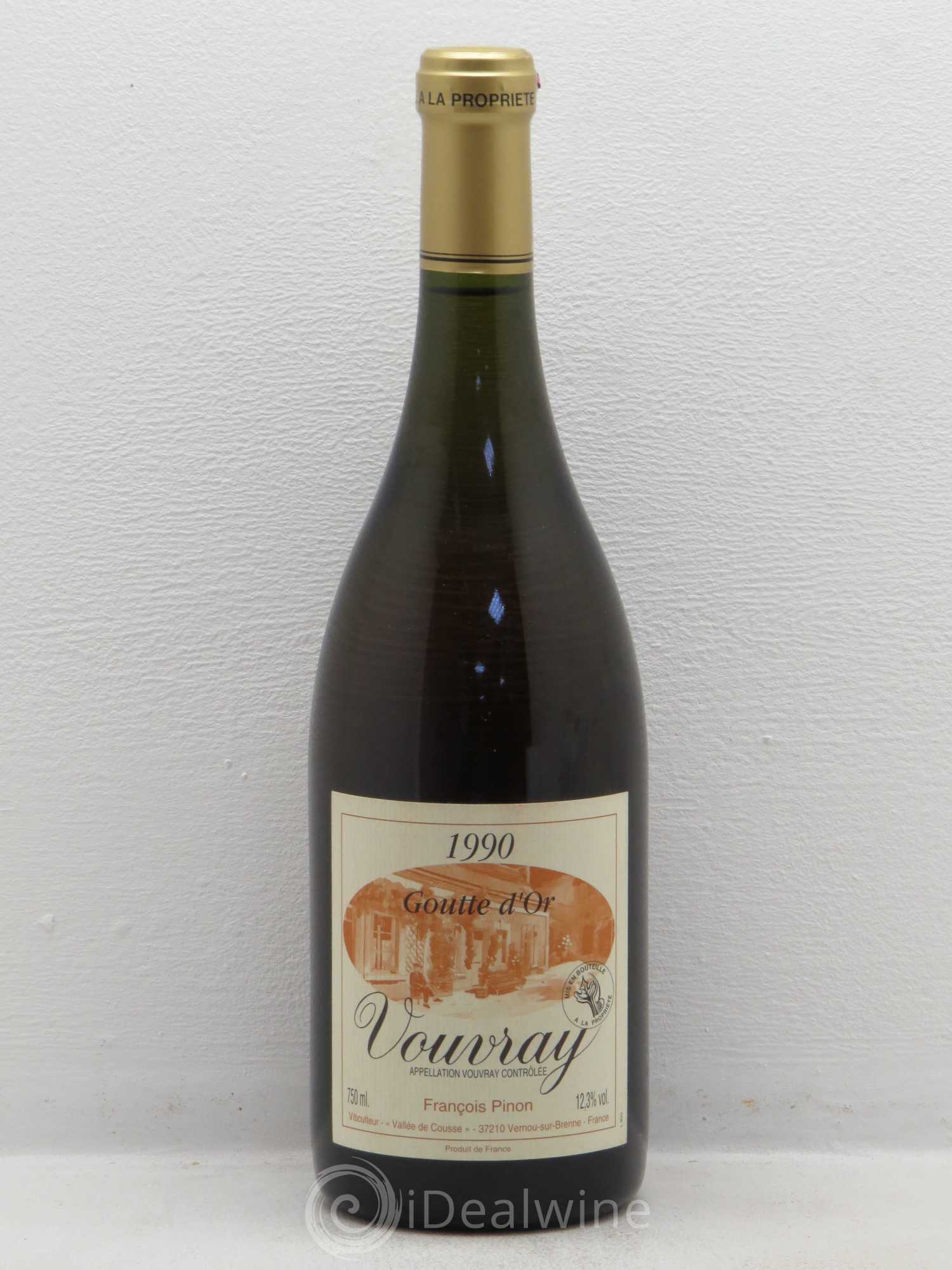 Vouvray Goutte D'Or François Pinon moelleux 1990 - Posten von 1 Flasche - 0