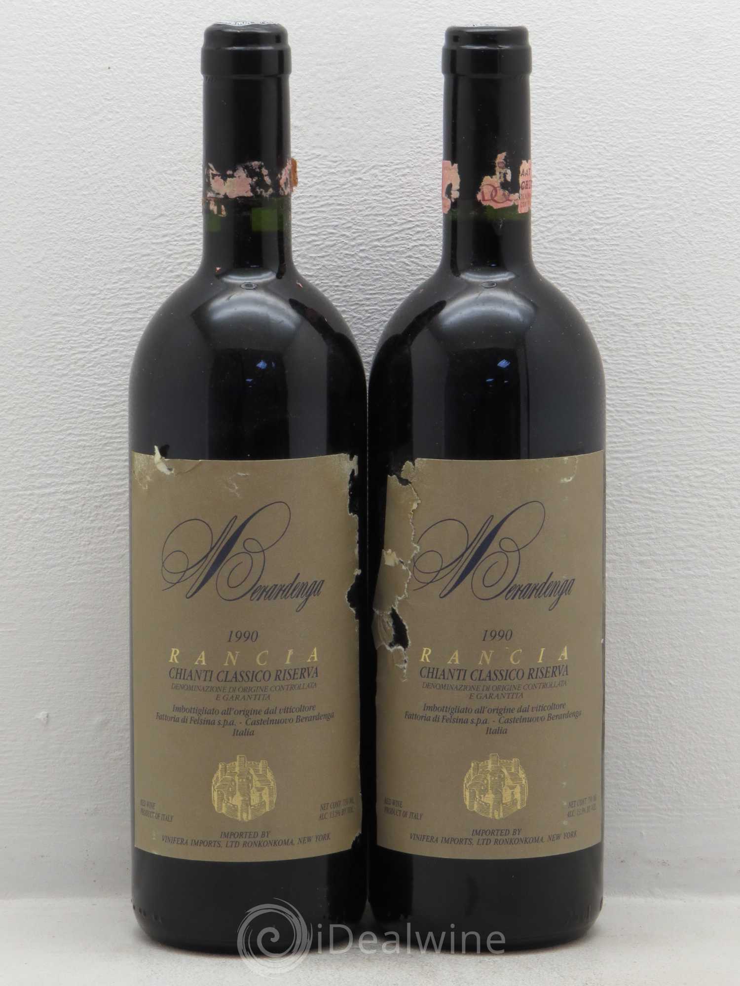 Chianti DOCG Rancia Clasico Riserva Felsina Berardenga 1990 - Lot de 2 bouteilles - 0