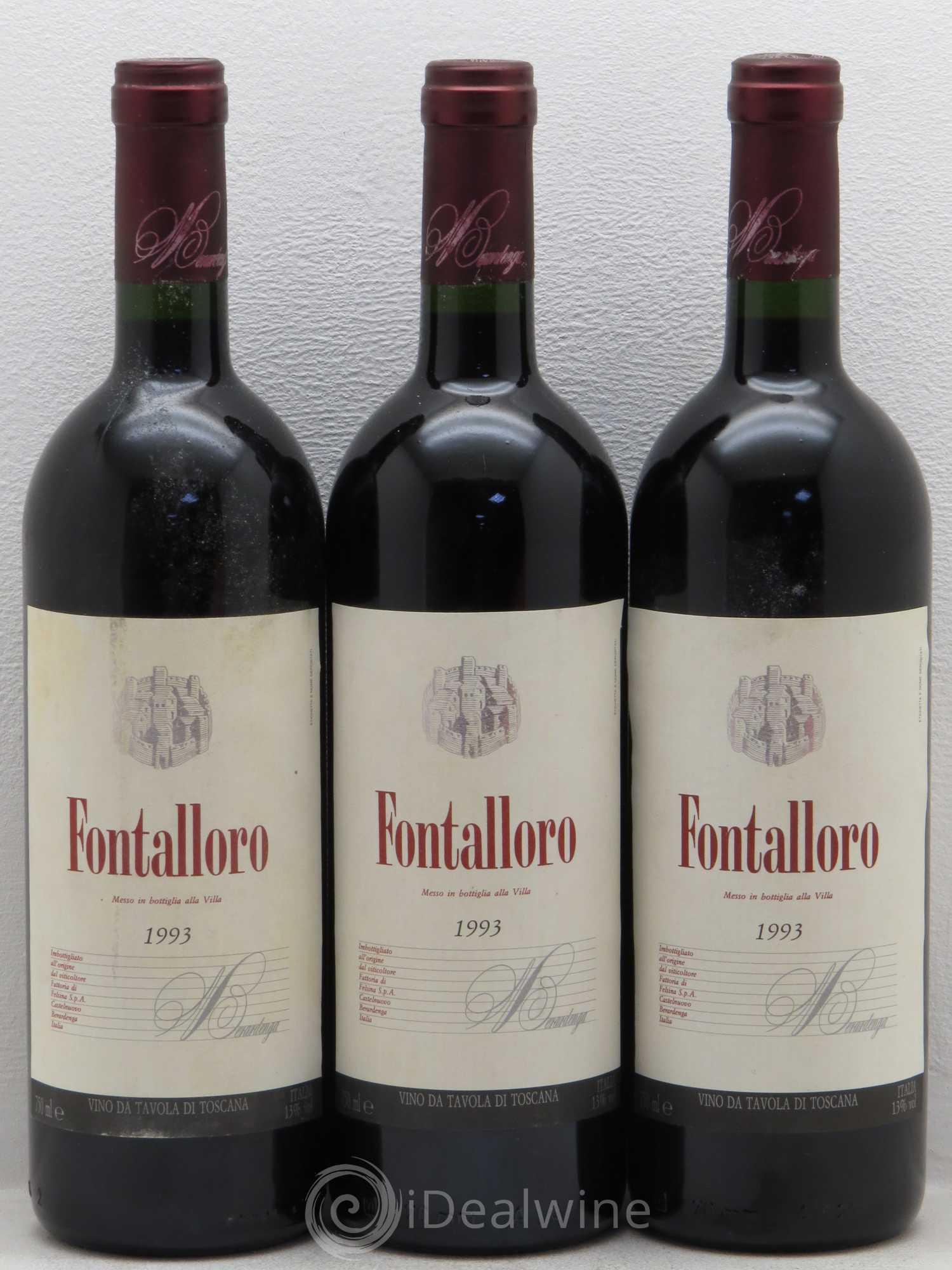 Toscana IGT Fontalloro Felsina Vino da tavola di Toscana 1993 - Posten von 3 Flaschen - 0