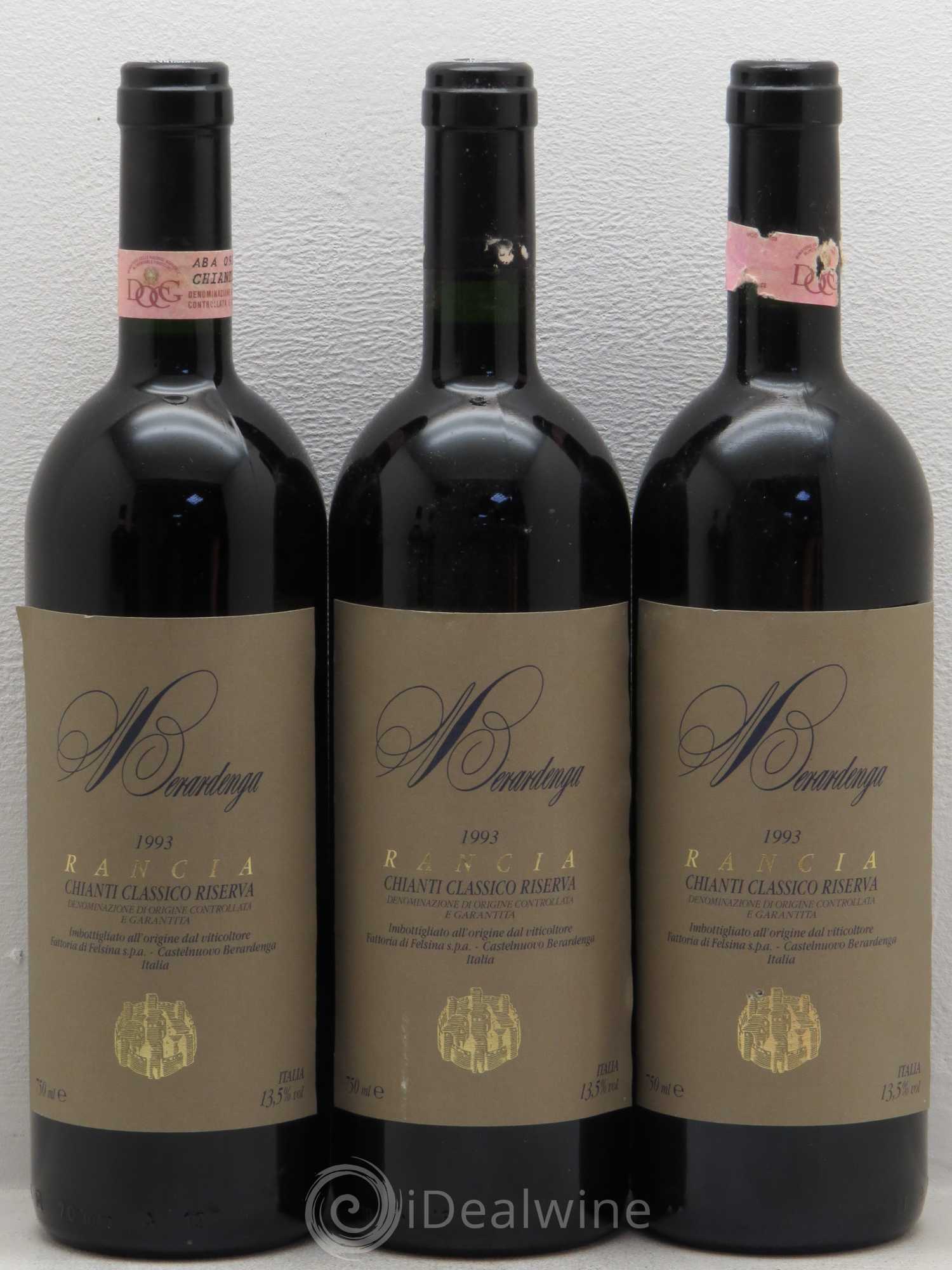 Chianti DOCG Rancia Classico Riserva Felsina Berardenga 1993 - Lot de 5 bouteilles - 1