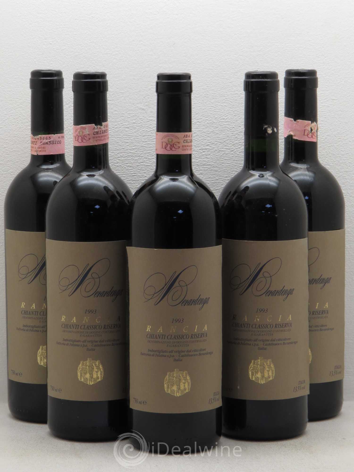 Chianti DOCG Rancia Classico Riserva Felsina Berardenga 1993 - Lot de 5 bouteilles - 0