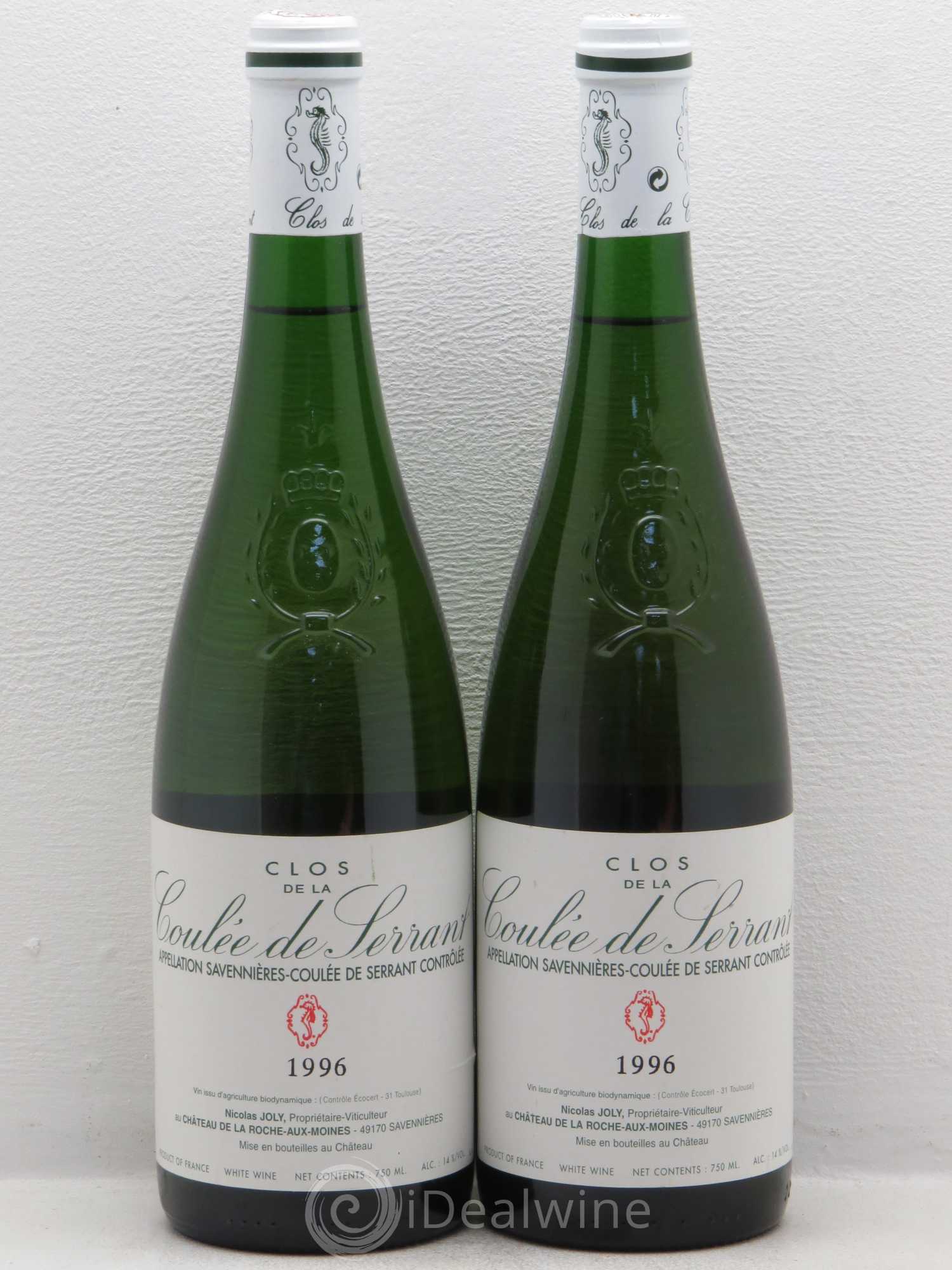 Savennières Clos de la Coulée de Serrant Vignobles de la Coulée de Serrant - Nicolas Joly 1996 - Lot de 2 bouteilles - 0