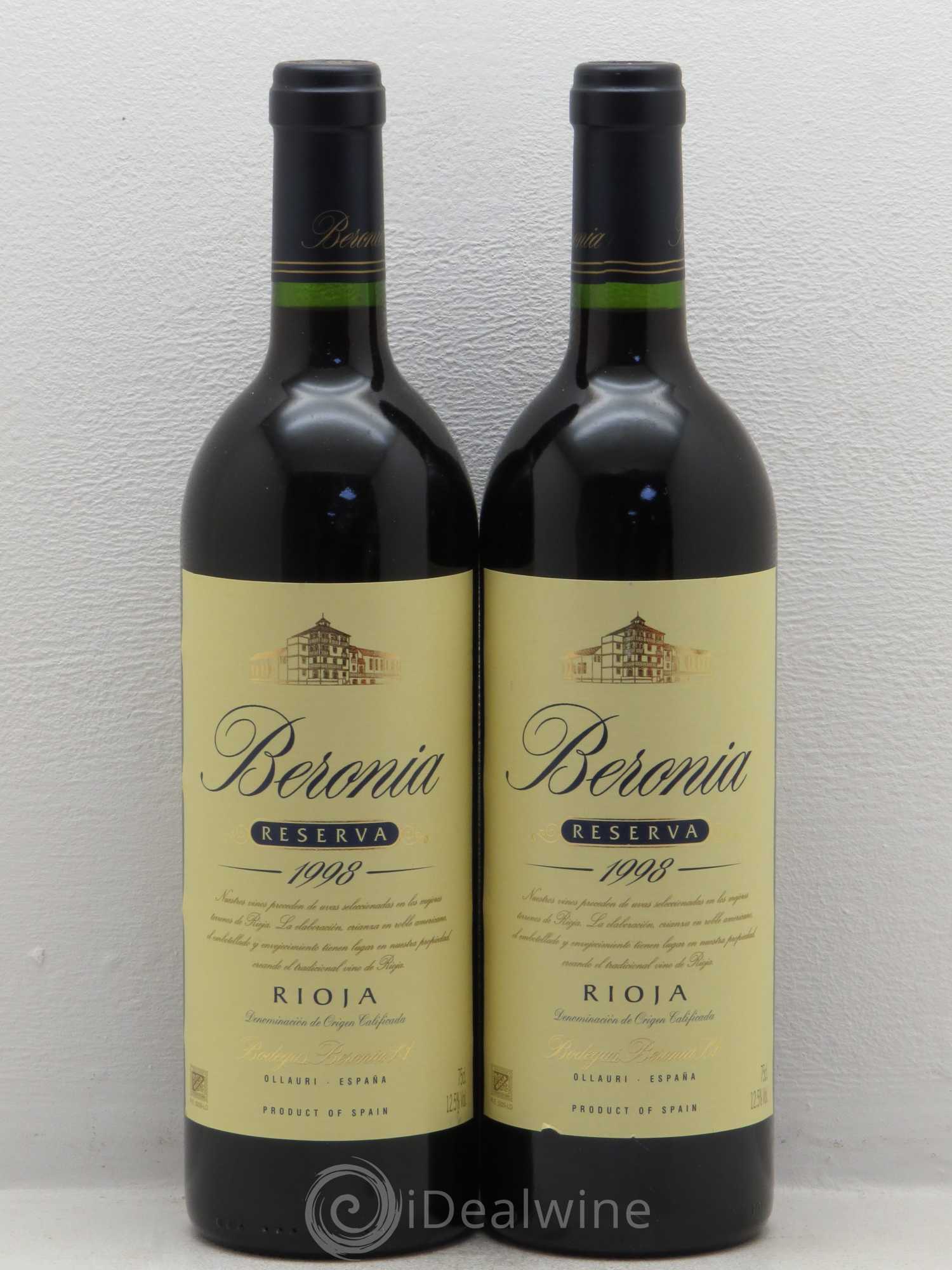 Rioja DOCA Bodegas Beronia Reserva 1998 - Lot de 2 bouteilles - 0