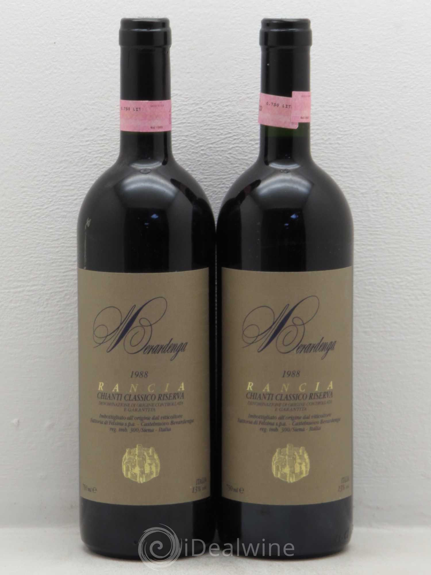 Chianti DOCG Rancia Classico Riserva Berardenga 1988 - Lot de 2 bouteilles - 0