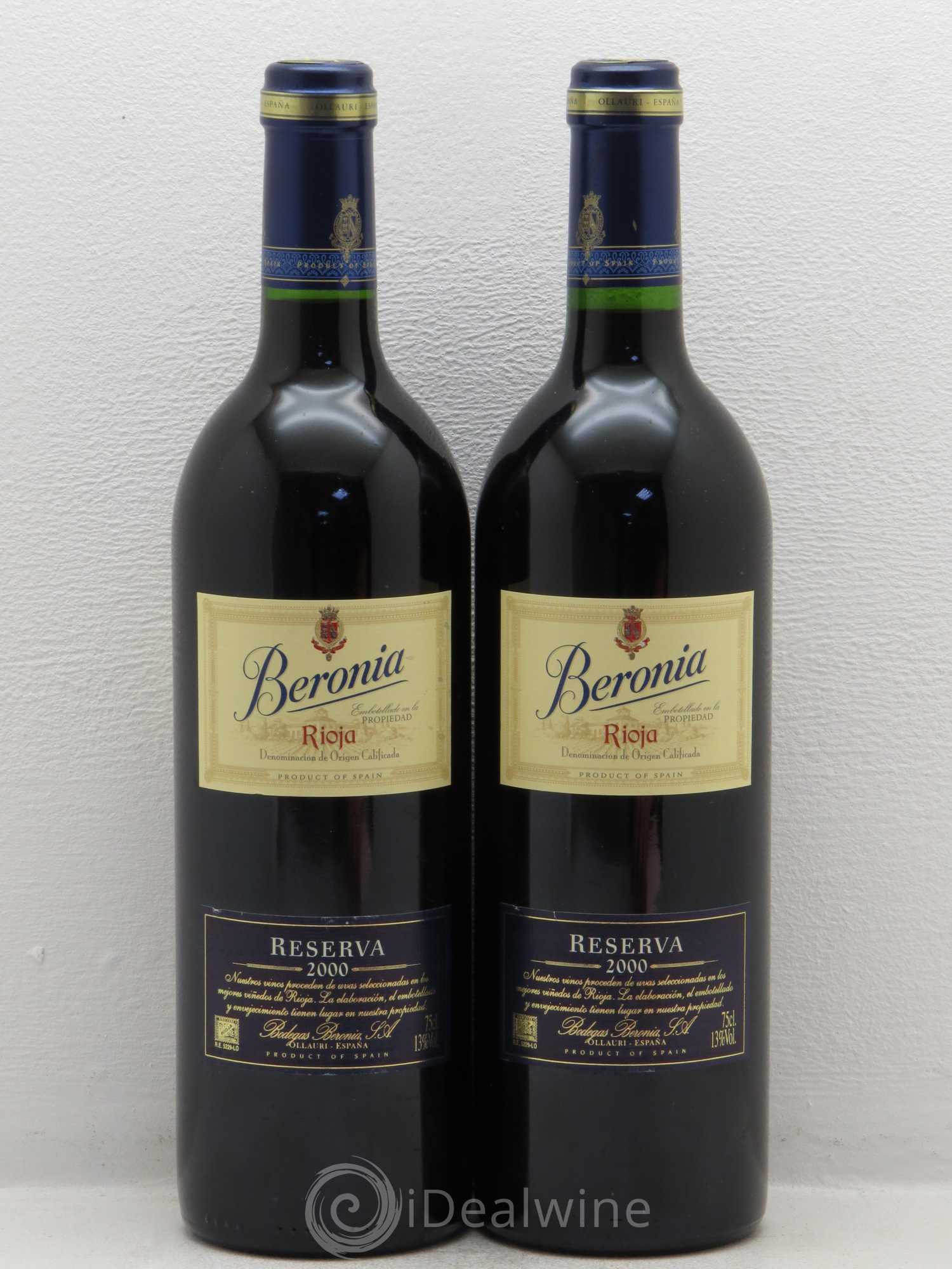 Rioja DOCA Bodegas Beronia Reserva 2000 - Lotto di 2 bottiglie - 0